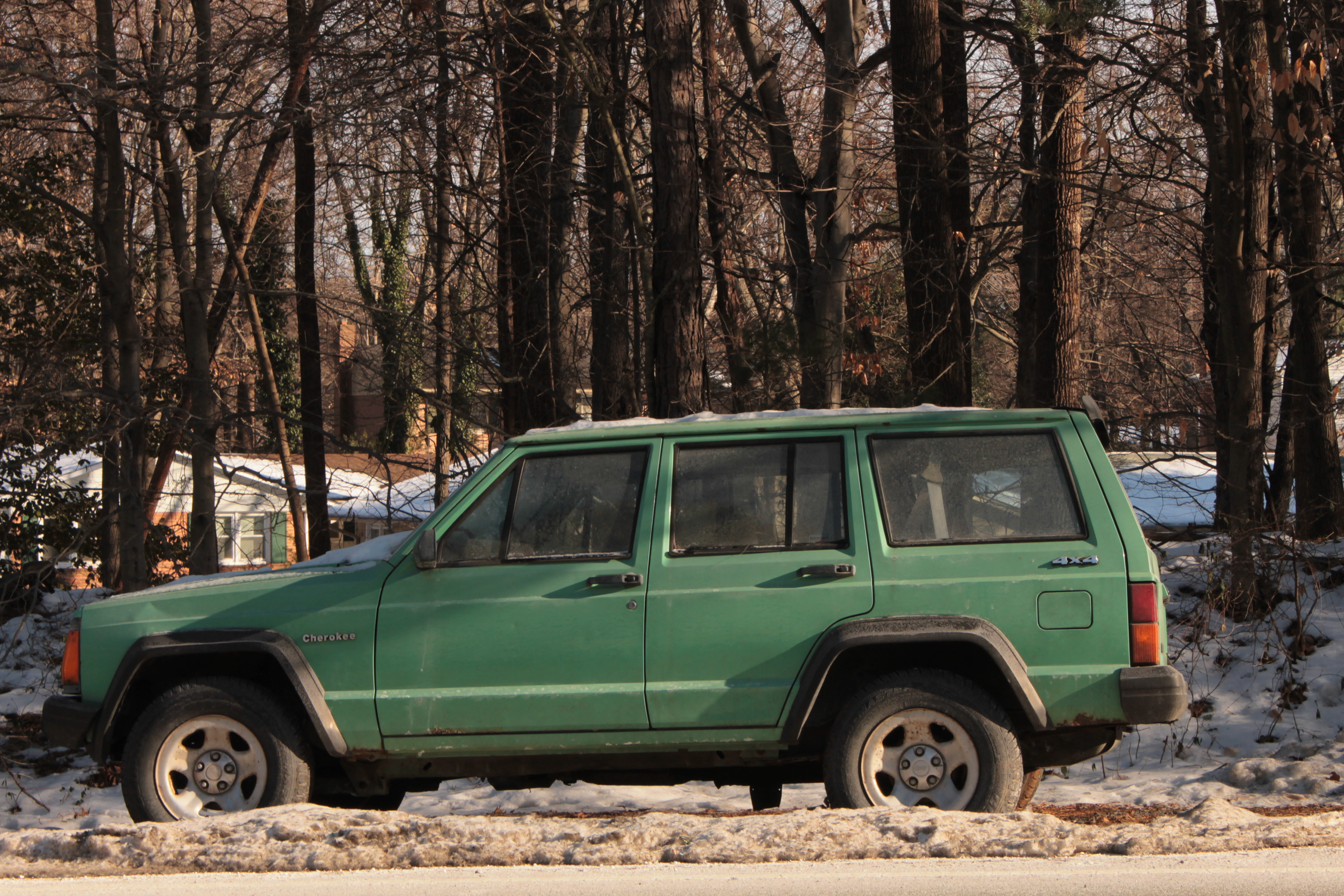 Green Cherokee in Snow