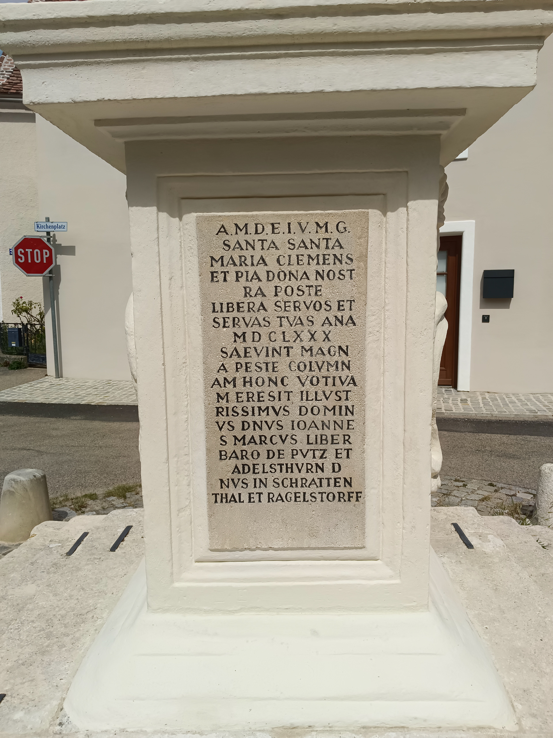 2024 Mariensäule Schrattenthal Inschrift nach der Restaurierung