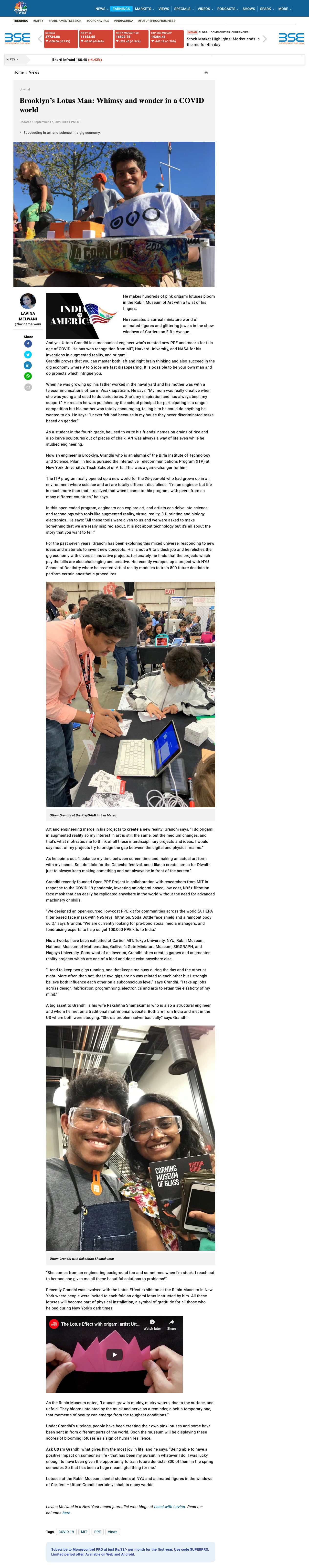 Featured on CNBC-TV18, 2020