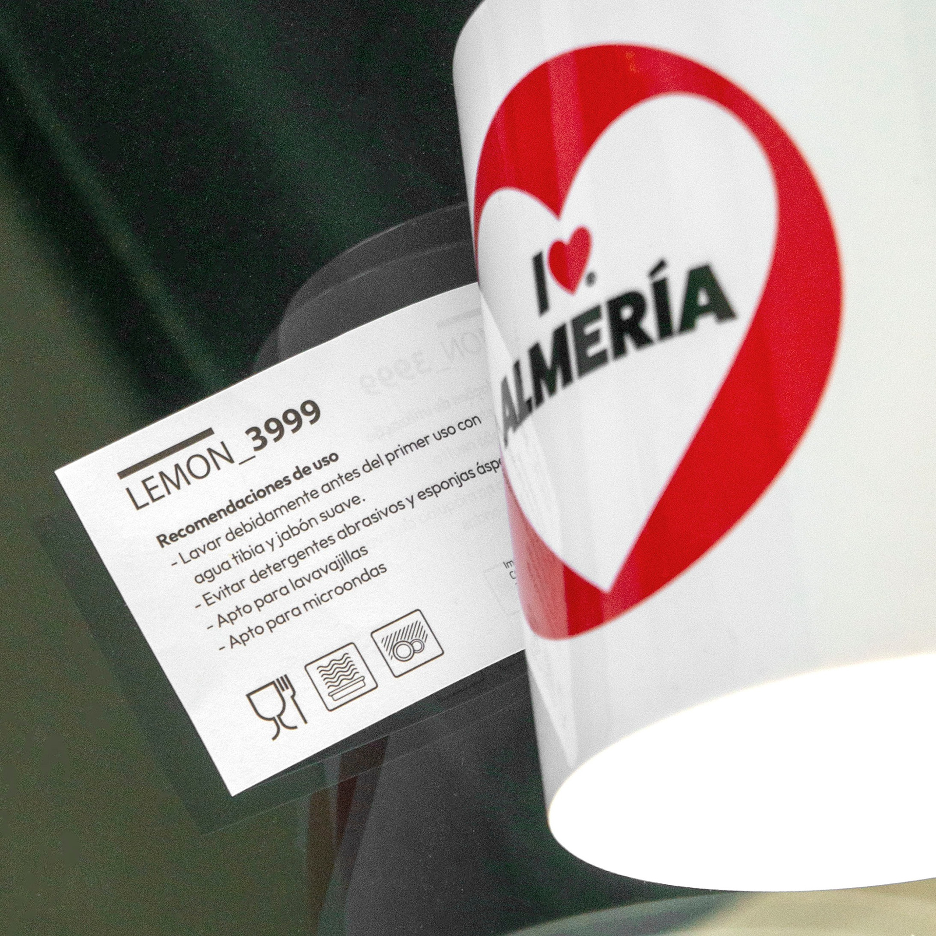 Taza oficial exclusiva I Love Almería Lemon 3999 porcelana premium apta microondas alta durabilidad