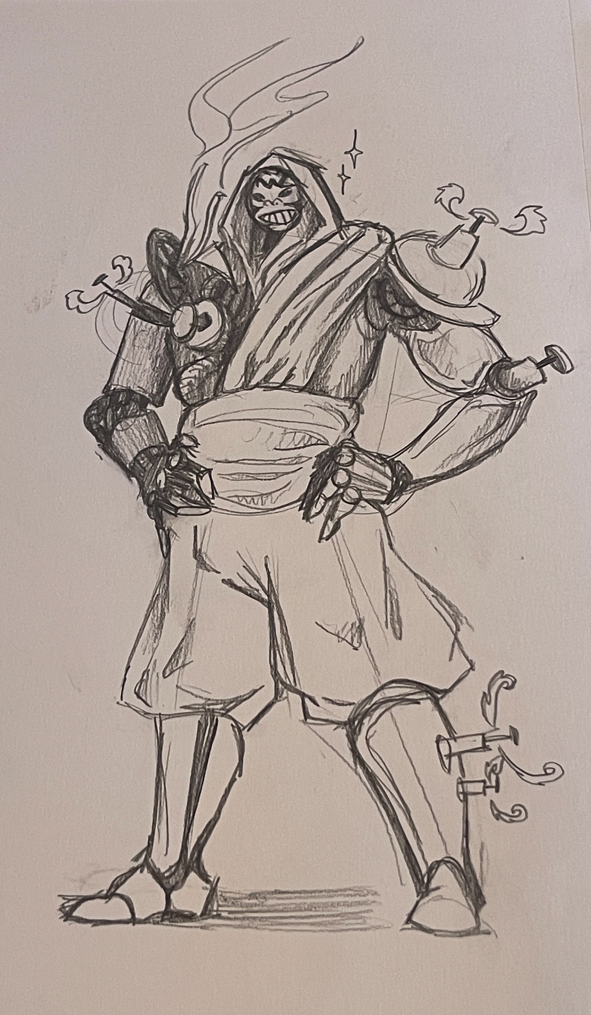 Esxperimenting with the mechanics of his body