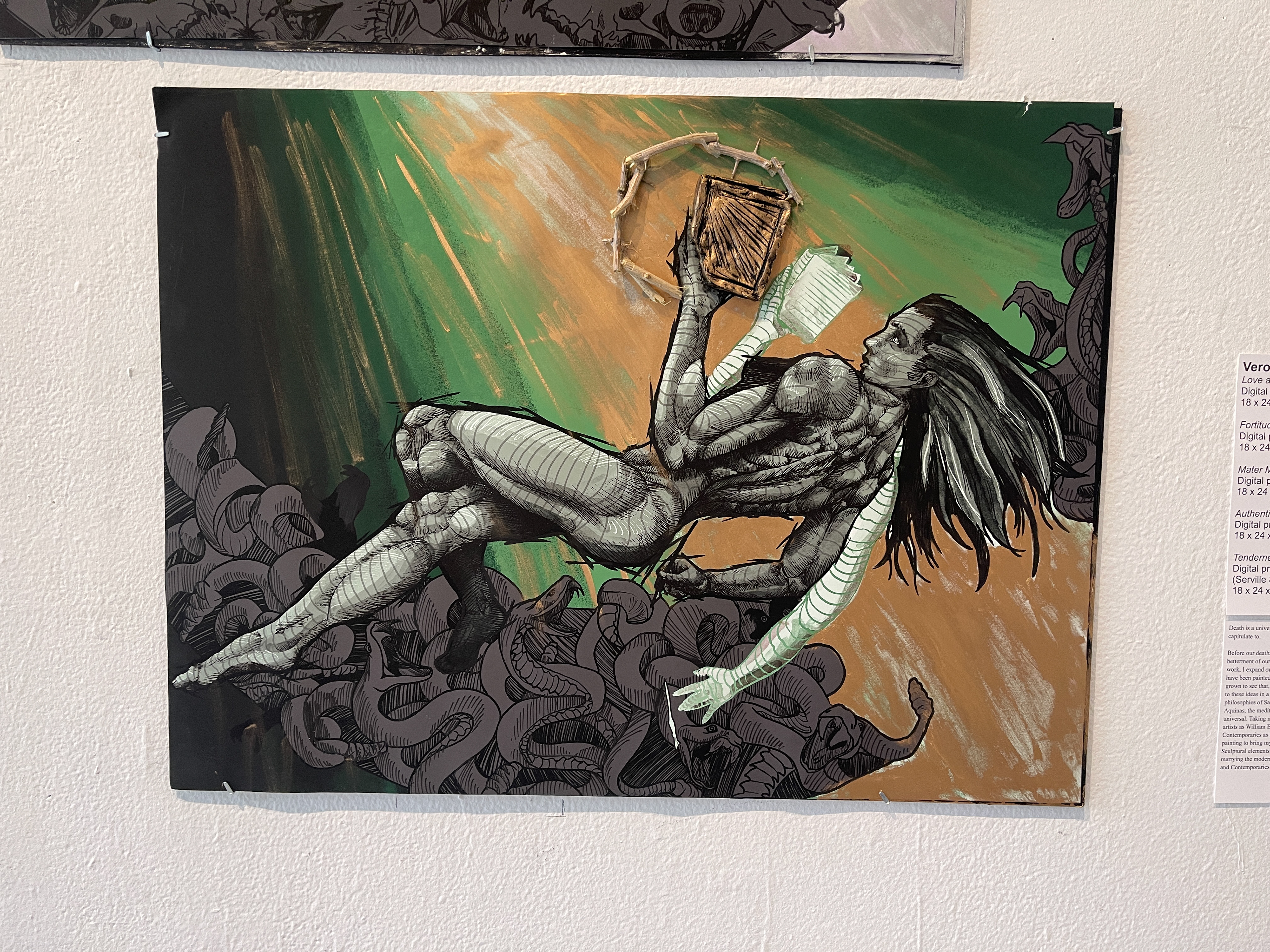 18" x 24" - Digital painting, clay, paraffin wax, thorns from Jerusalem