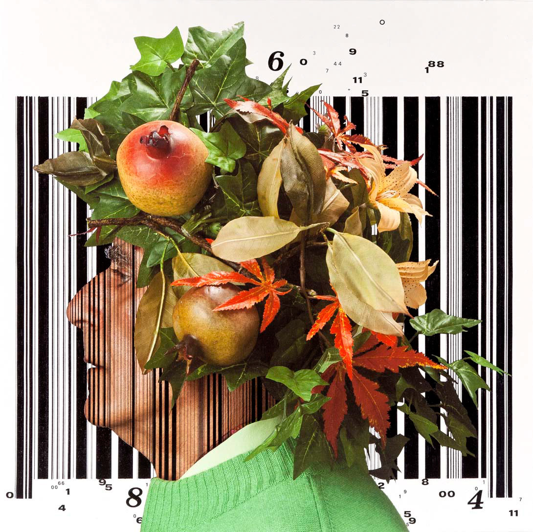 Athos Collura - Autoritratto annullato (Omaggio a Arcimboldo) - Stampa su tela + acrilici (foto di Andrea Corbellini Studio 3GK) - 80x80cm - 2011
