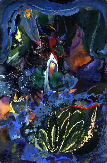 Gouache painting inspired by Allan Holdsworth