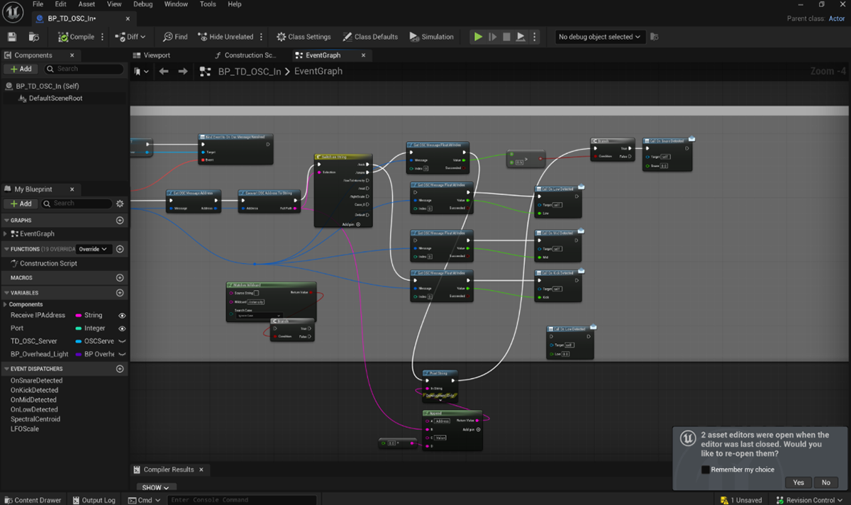 Unreal Engine OSC Blueprint for Responsive Light and Camera 