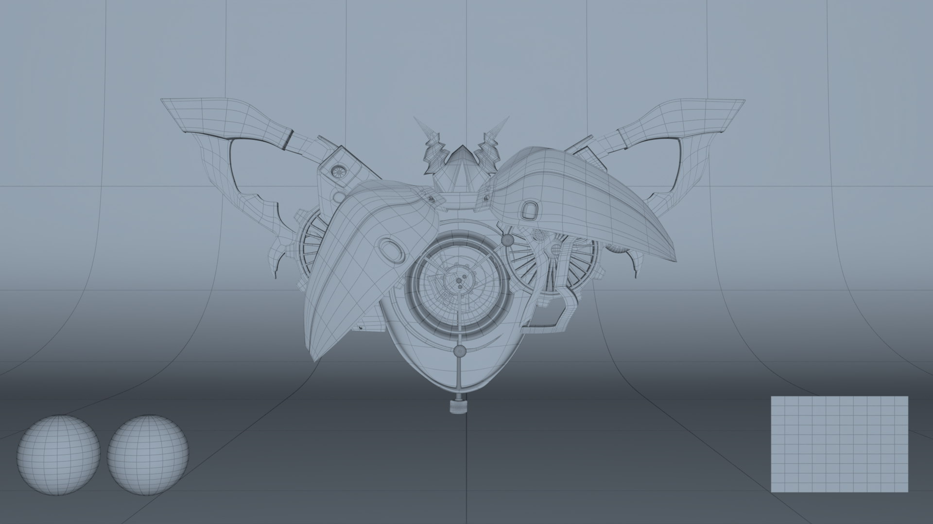Front View Wireframe (opened)