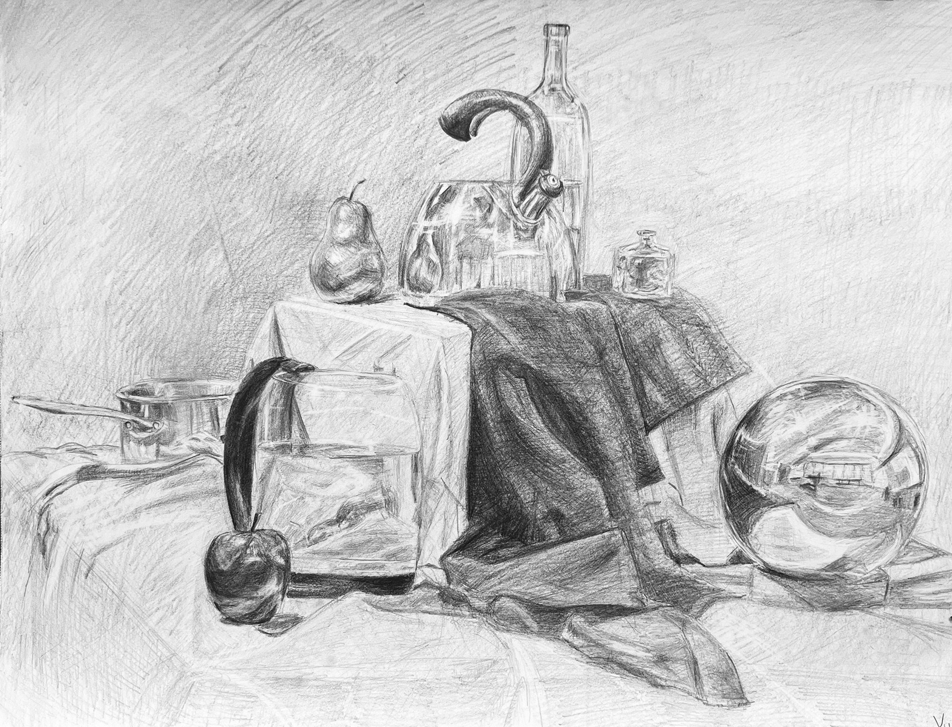 StudioSetUp3, Nov 2024, graphite pencils, 18x24
