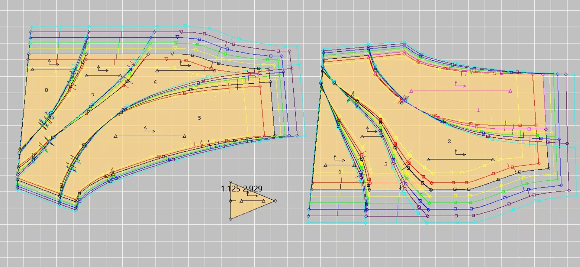 Final pattern with grade and annotated pieces