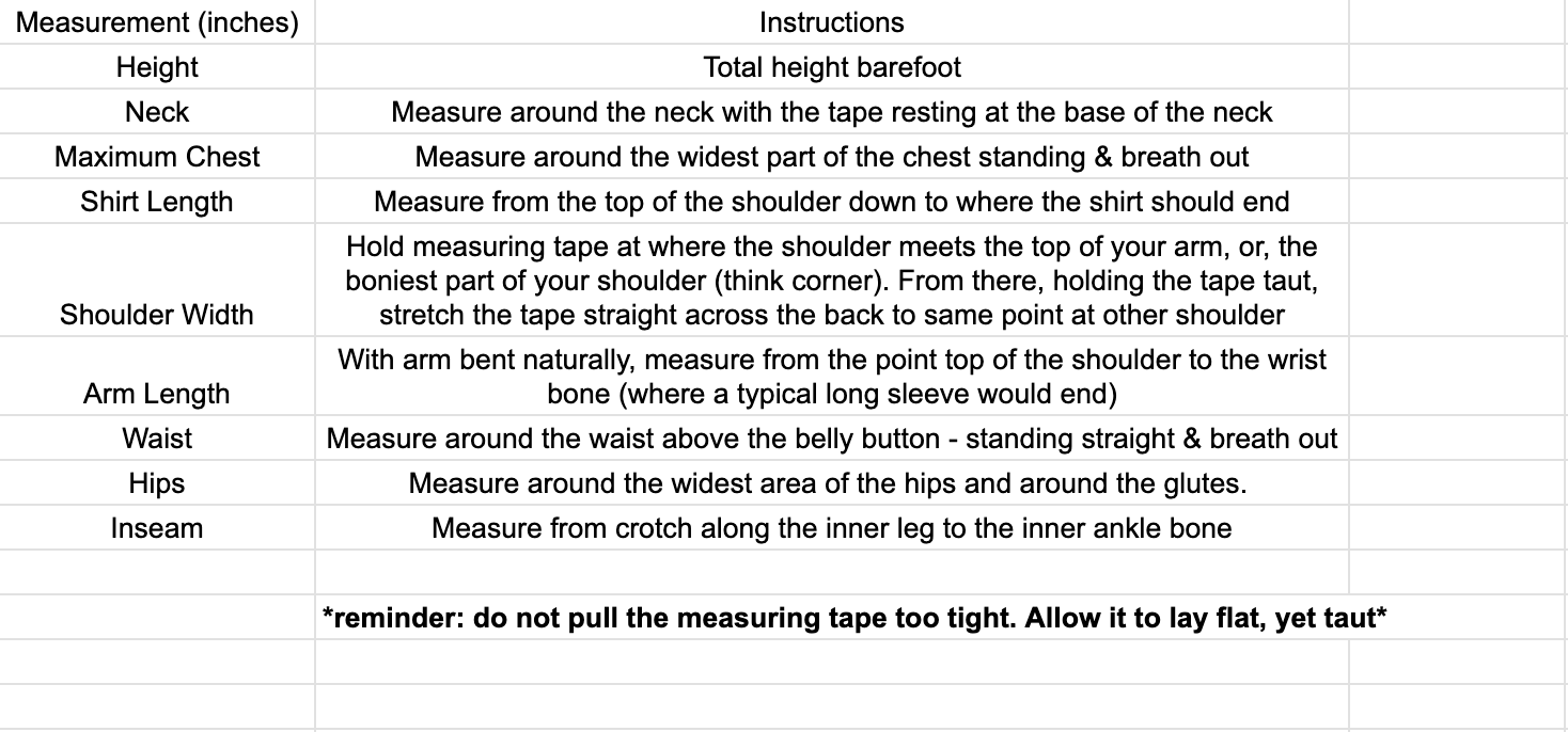Measuring instructions given to dance studios