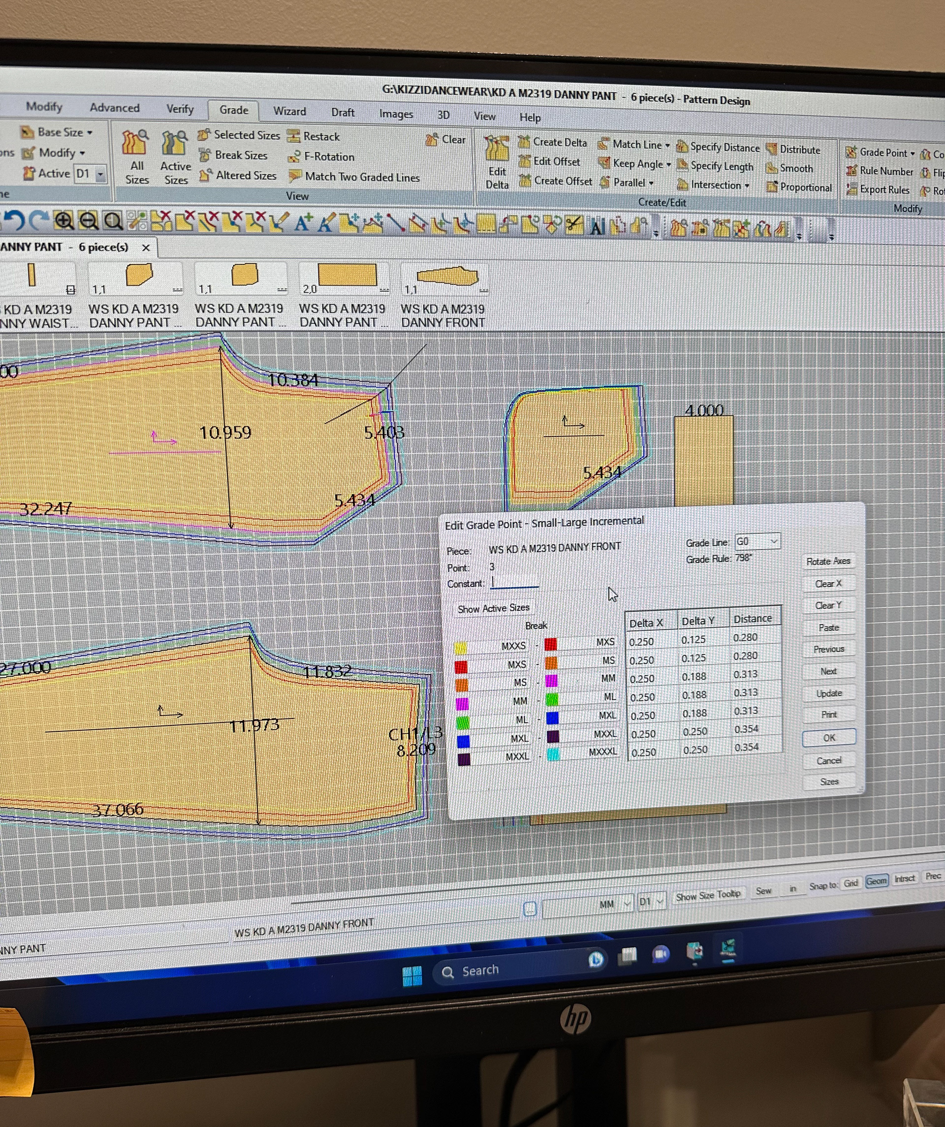 Quick snap updating base-size pattern and grade