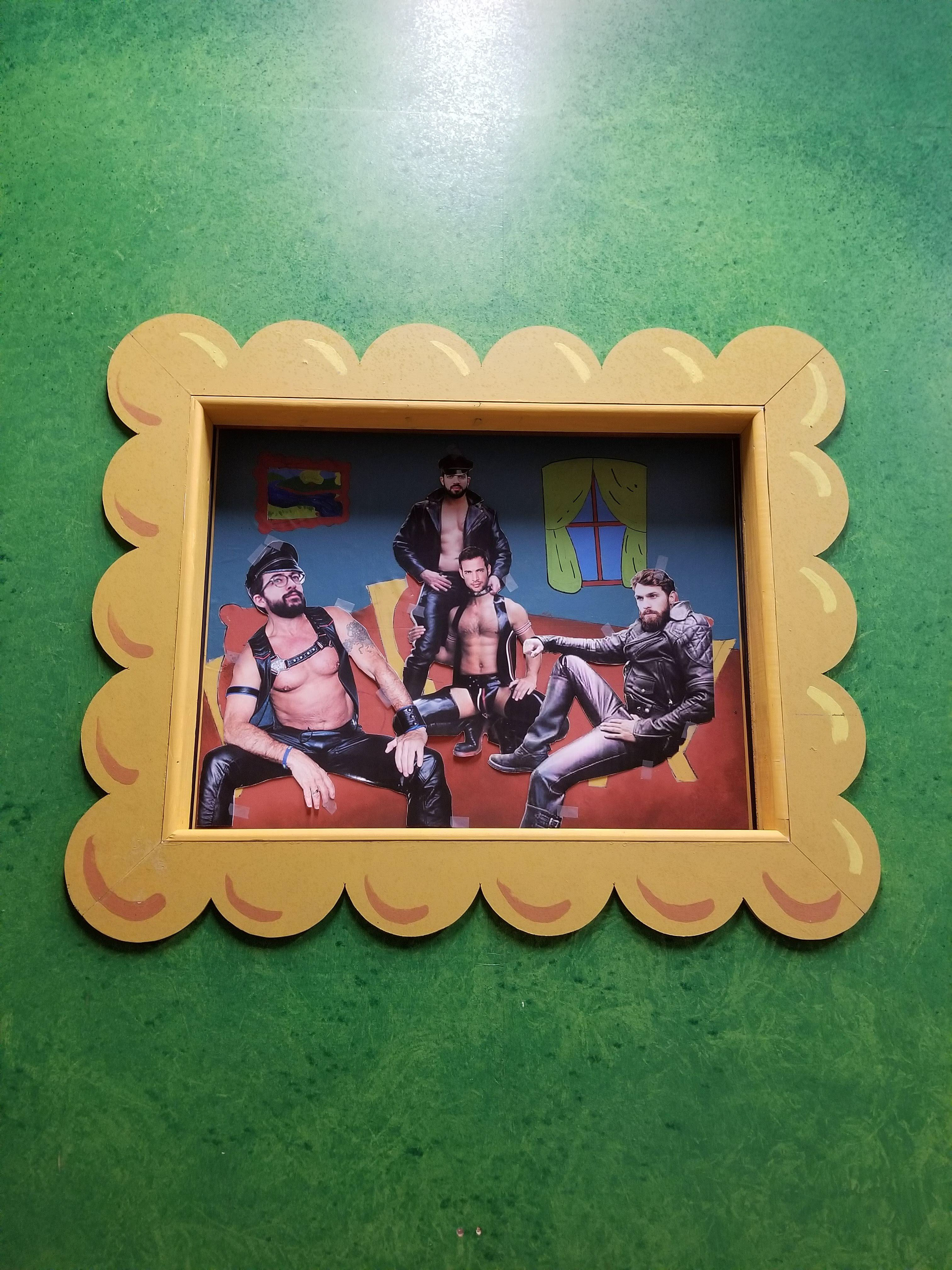 Repurposed Picture frame with sliding panels revealing puppets to portray a living painting.