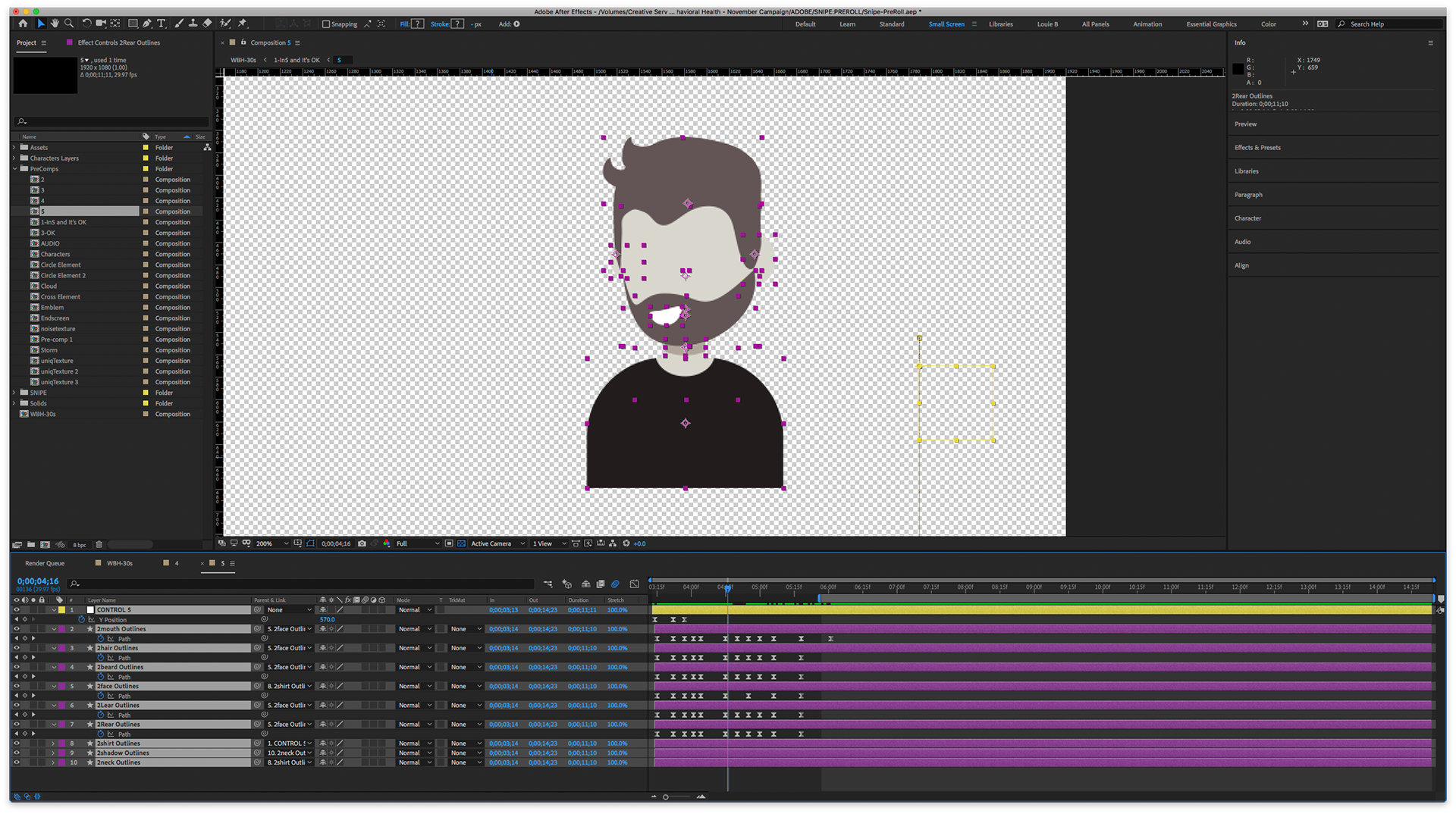 Paths animated in After Effects to achieve 2.5D style animation.