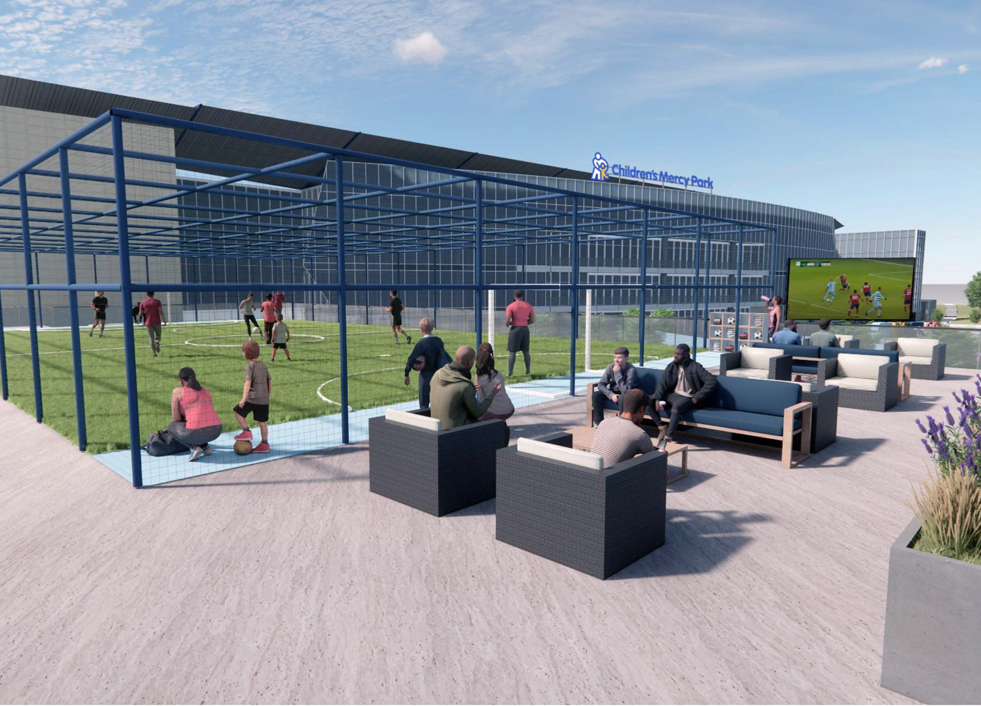 Rooftop soccer pitch