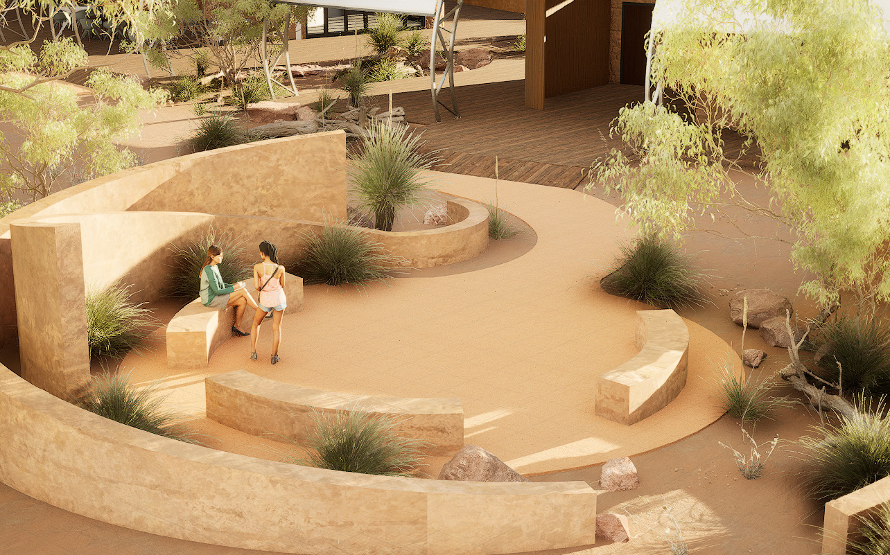 External render: women's yarning space