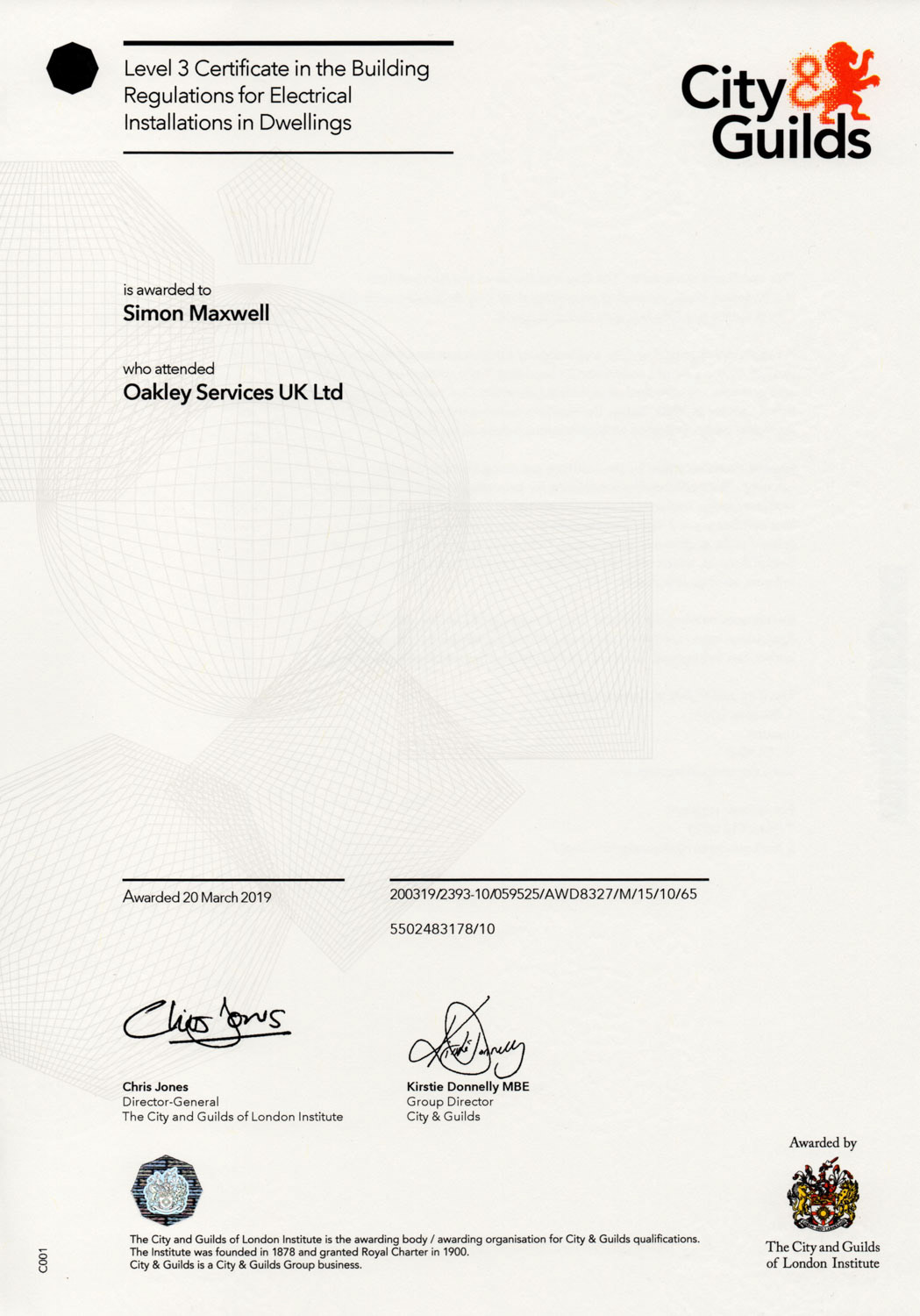 Level 3 Certificate in the Building Regulations for Electrical Installations in Dwellings