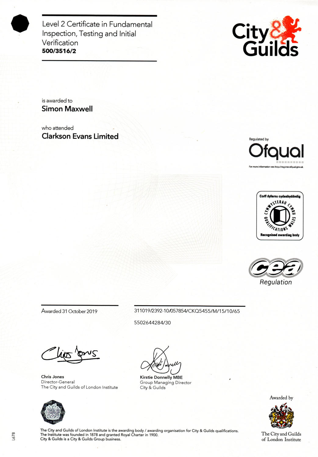 Level 2 Certificate in Fundamental Inspection, Testing and Initial Verification