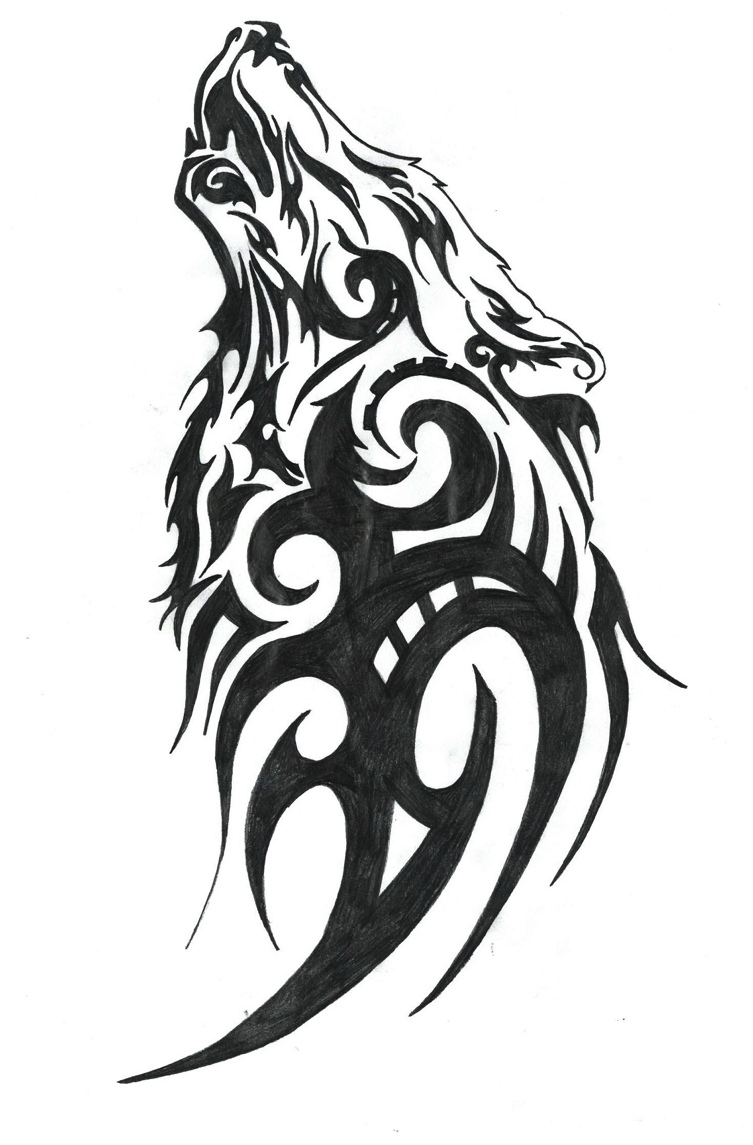 Tribal wolf tattoo