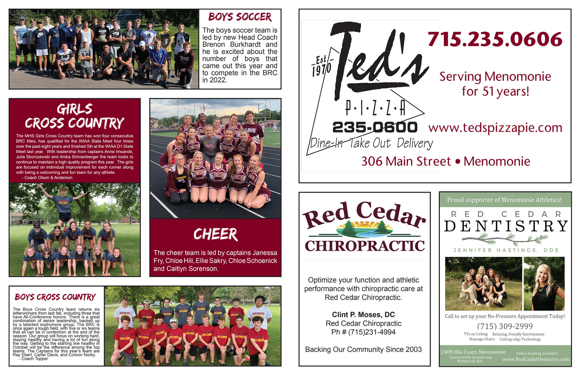 MHS Fall 2022 Athletic Program Spread 6 (Page 11 & Page 6)