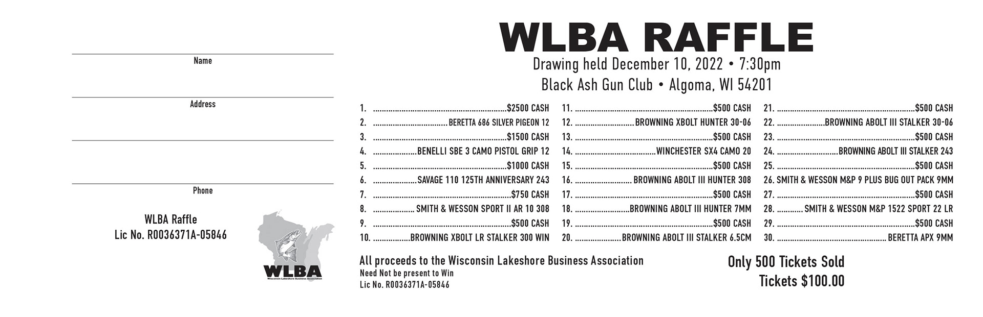 WLBA Raffle Ticket