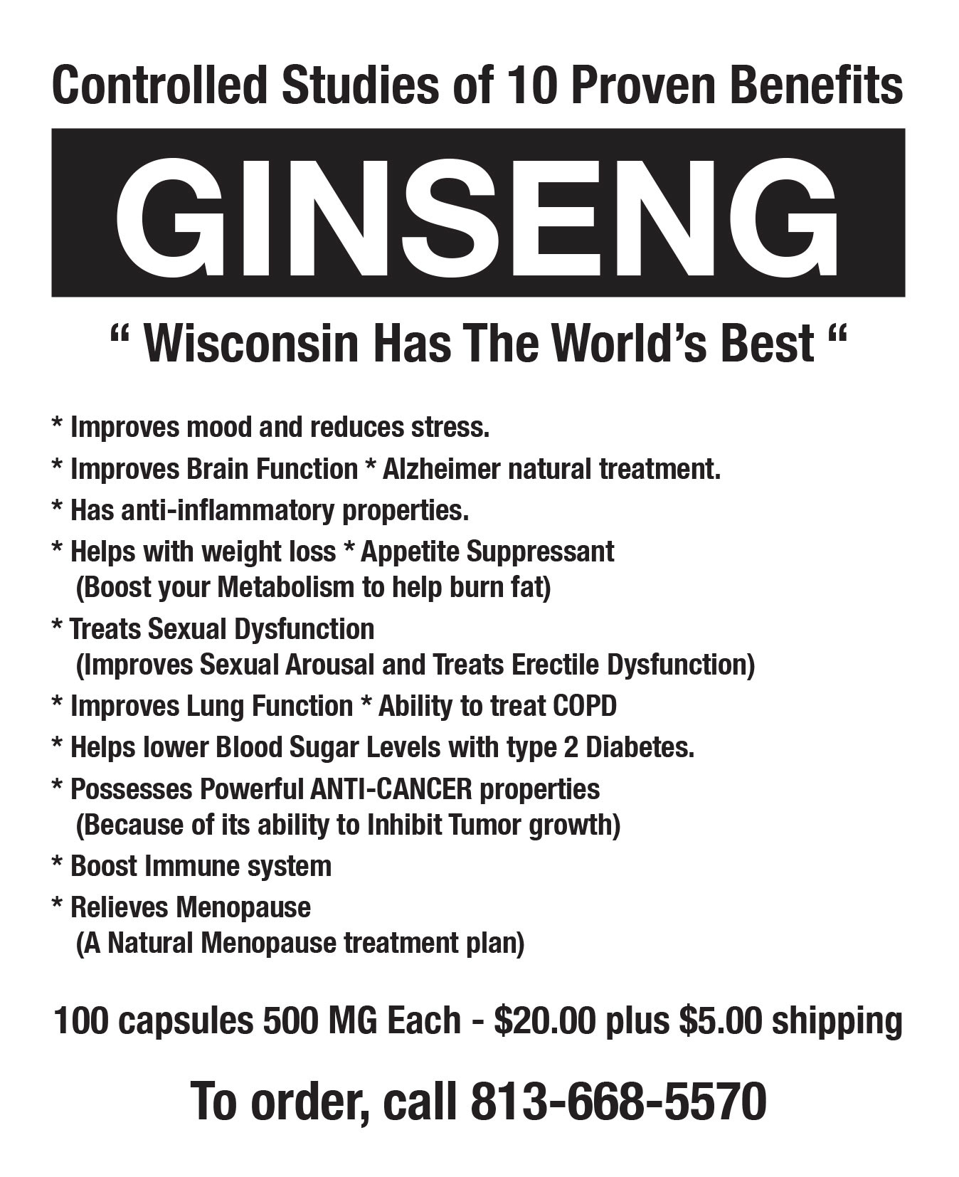 Ginseng Handout Card