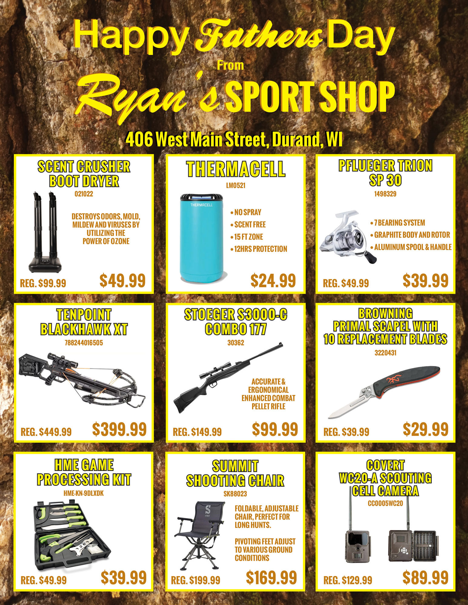 Ryan's Sport Shop Ad Flyer (Front)