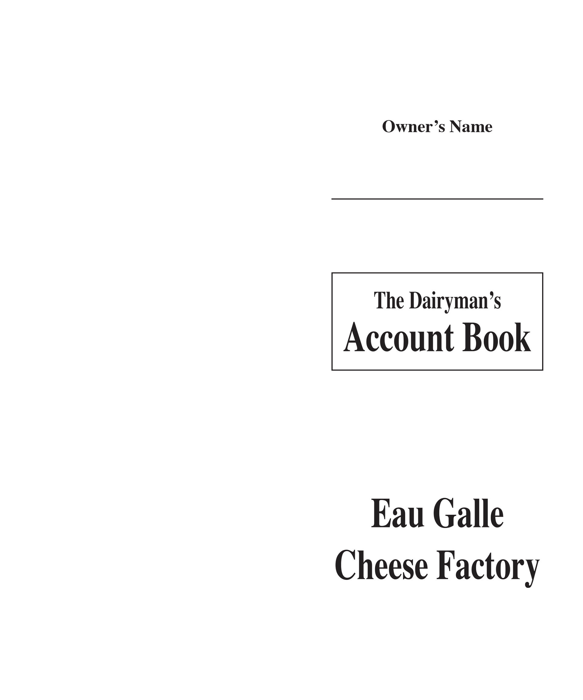 Dairyman's Account Book Cover