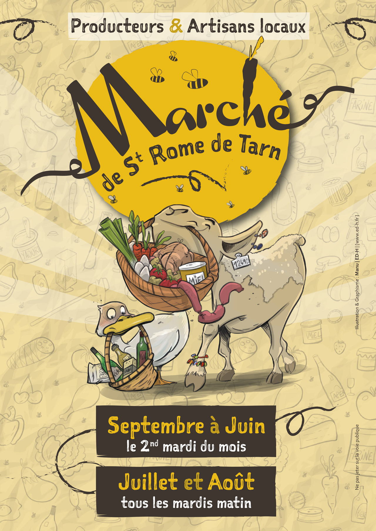 Affiche pour les producteurs du marché de St Rome de Tarn