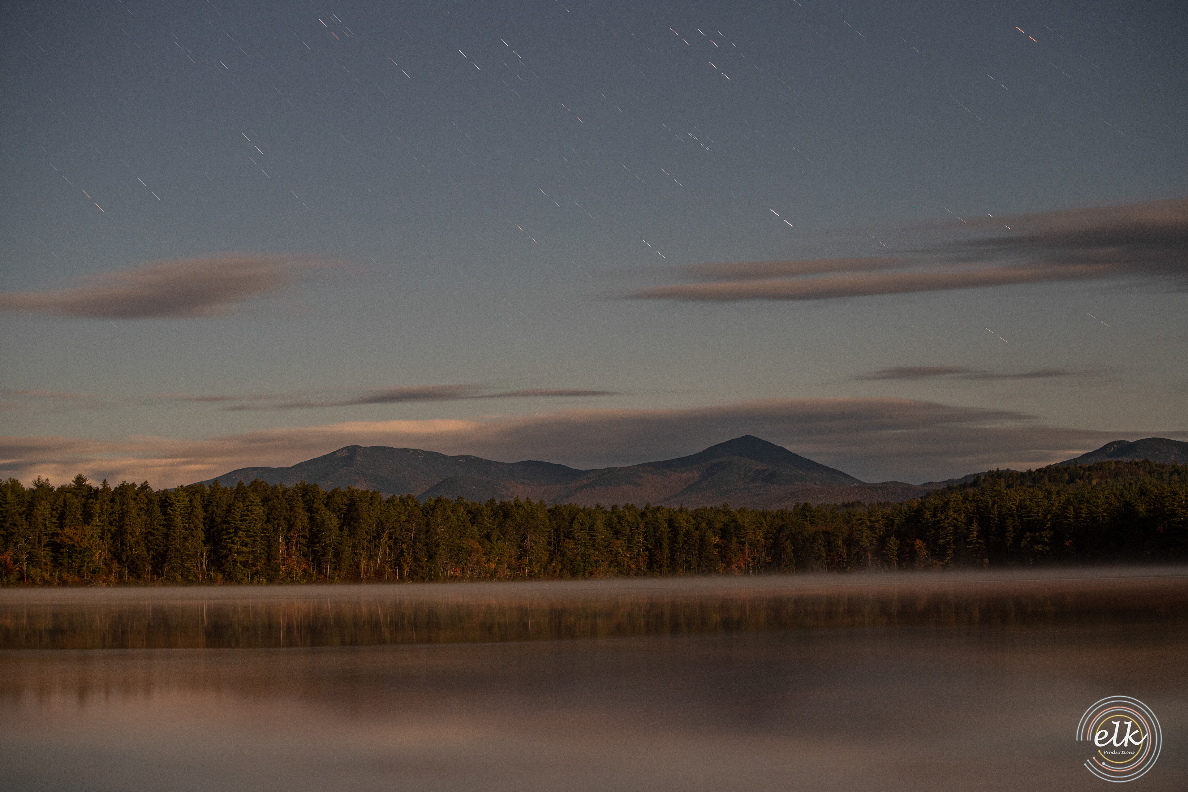 Star Trails over White Lake. White Mountain NF, NH.