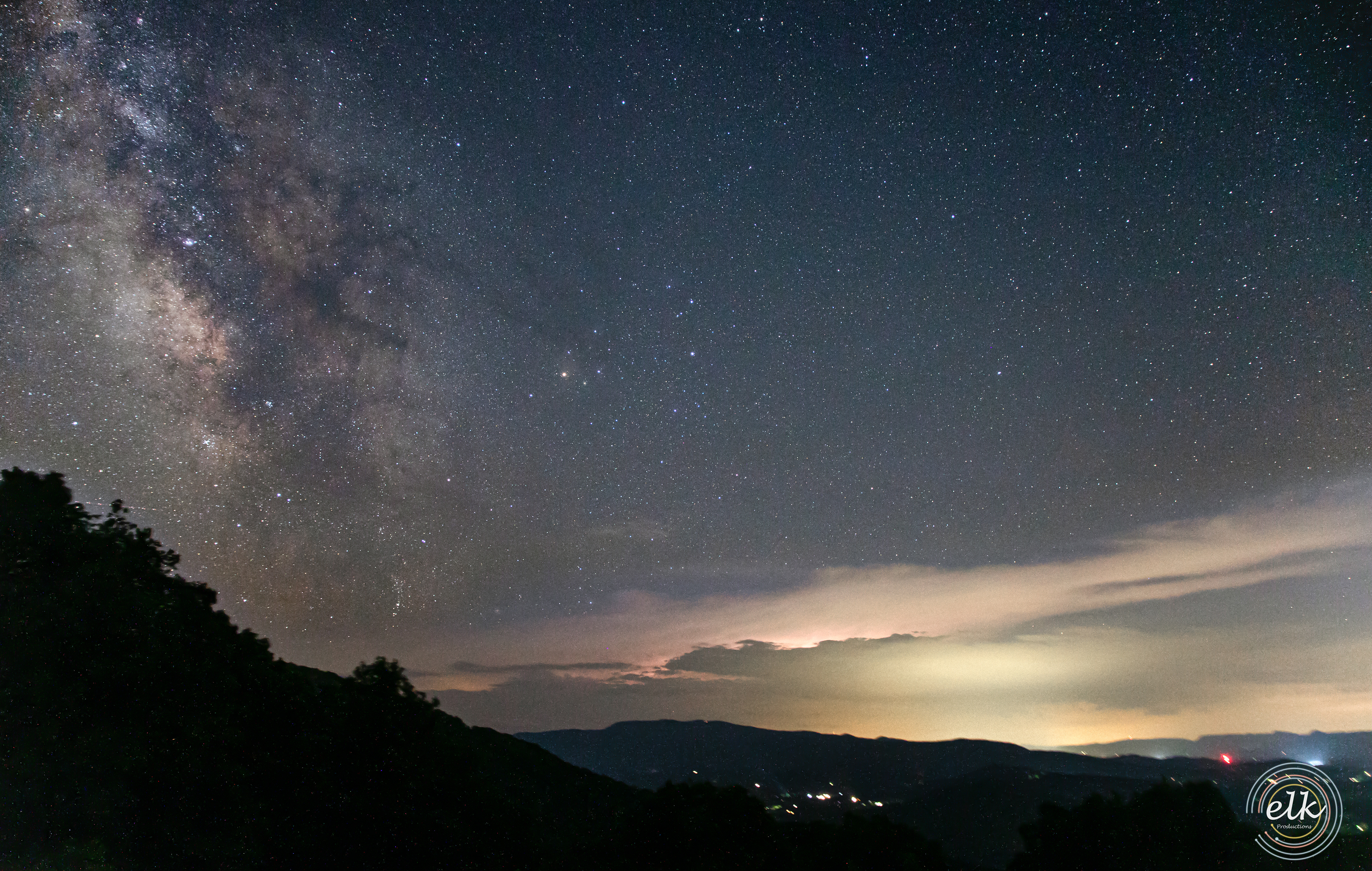 Milky Way nucleus and a lightning storm. Shenandoah NP, VA.