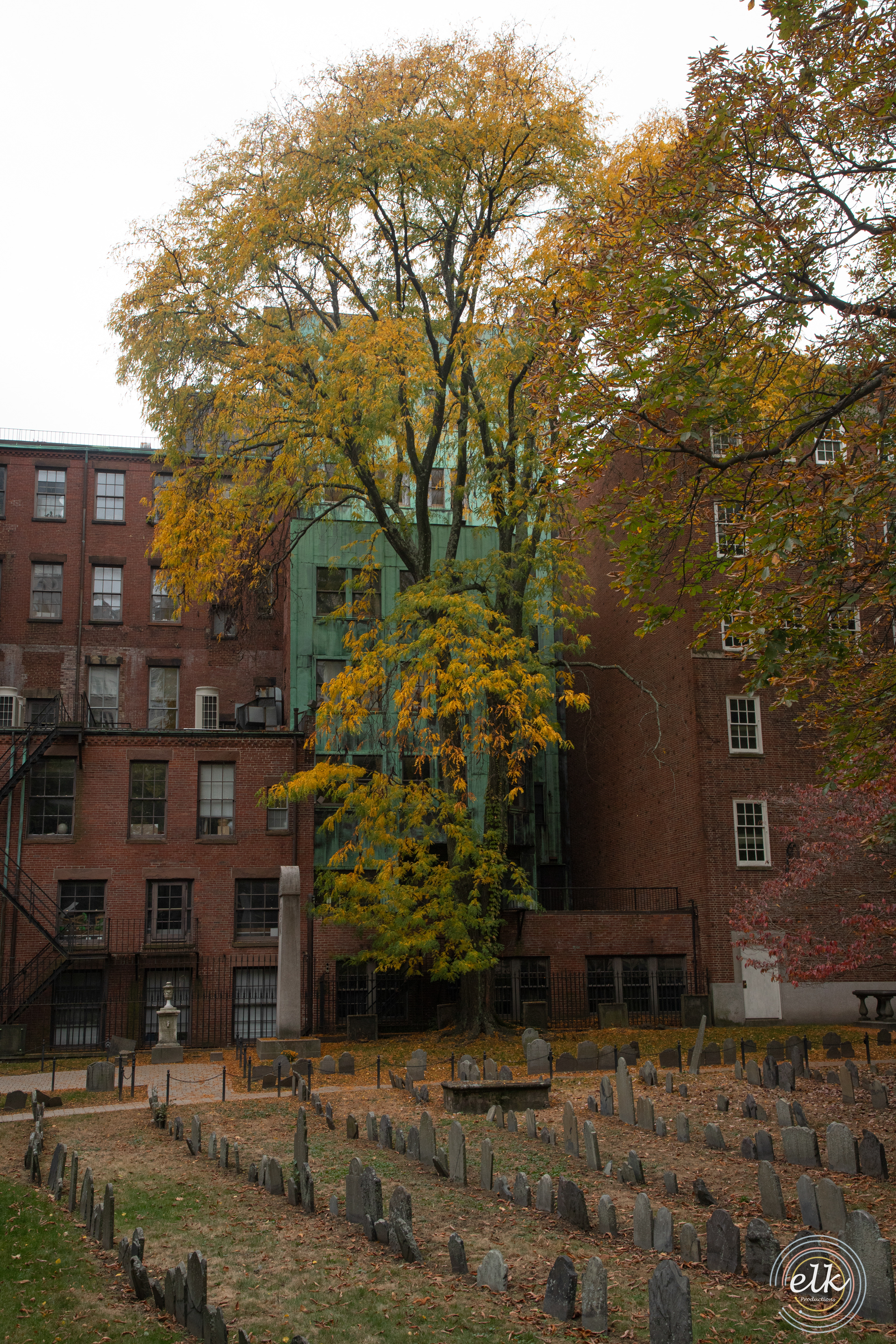 Granary Burying Ground in fall. Boston, MA.