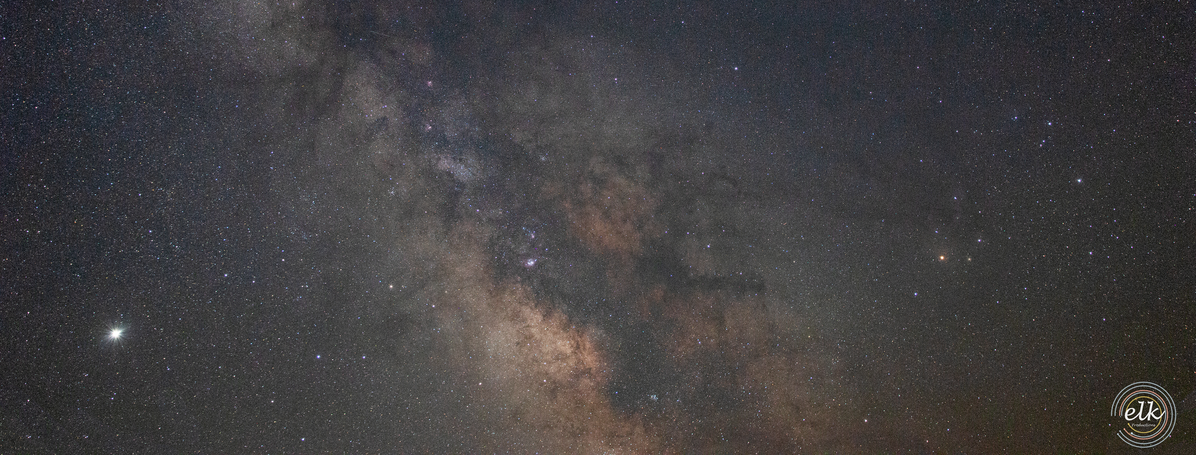 Jupiter, Milky Way nucleus, and Rho Ophiuci panorama. Shenandoah NP, VA.