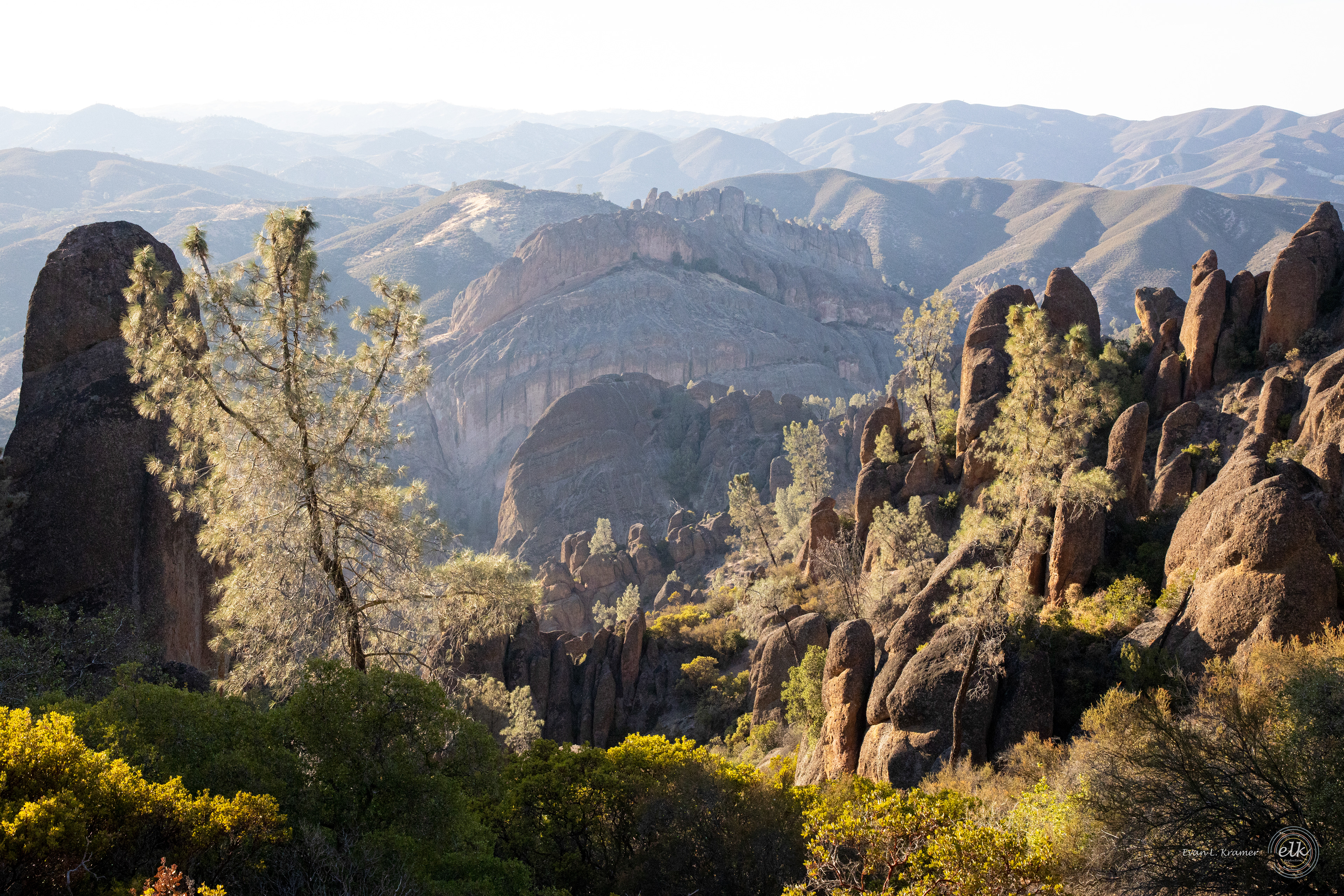 Golden hour among the pinnacles. Pinnacles NP, CA.