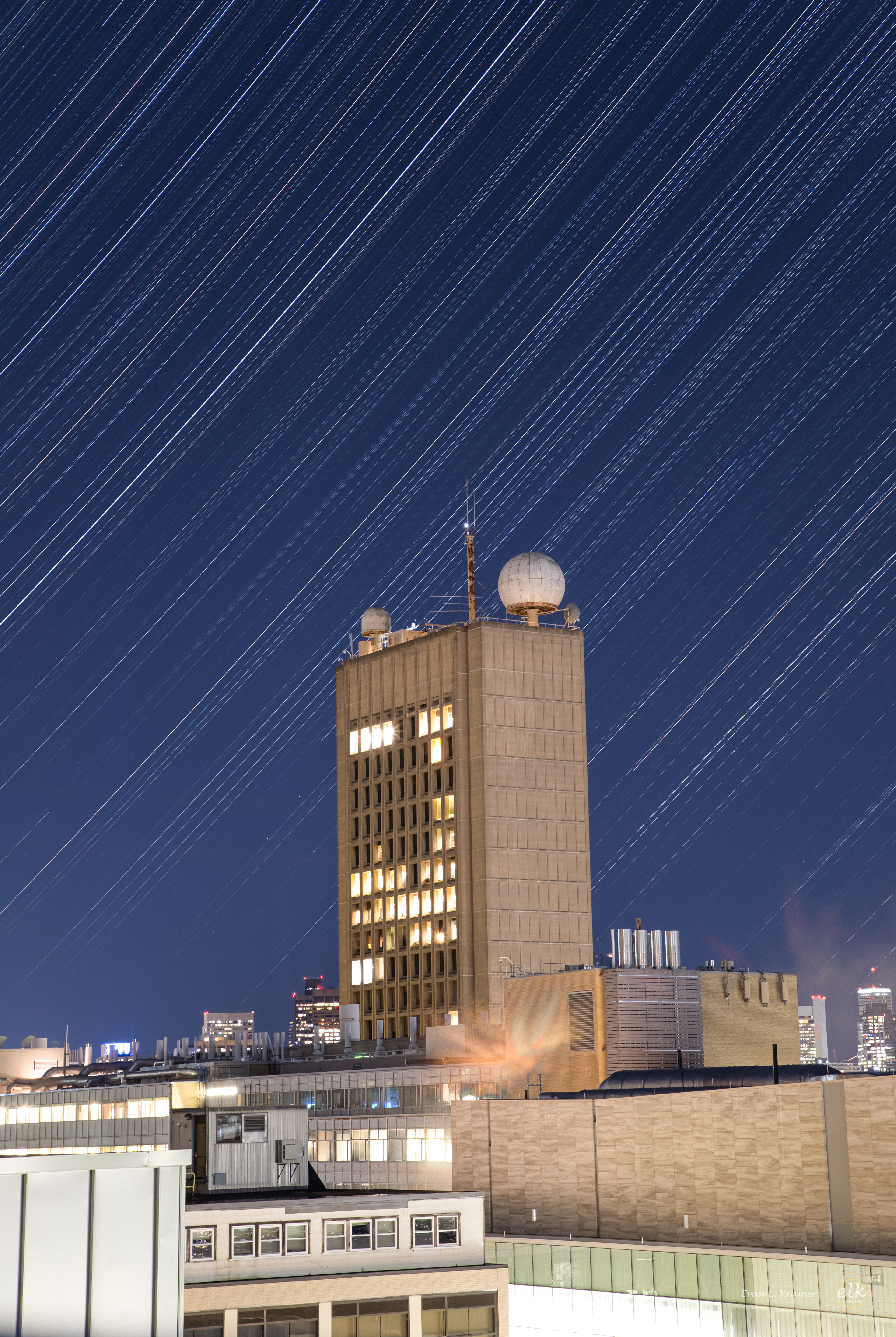 Star trails and the Green building. Cambridge, MA.