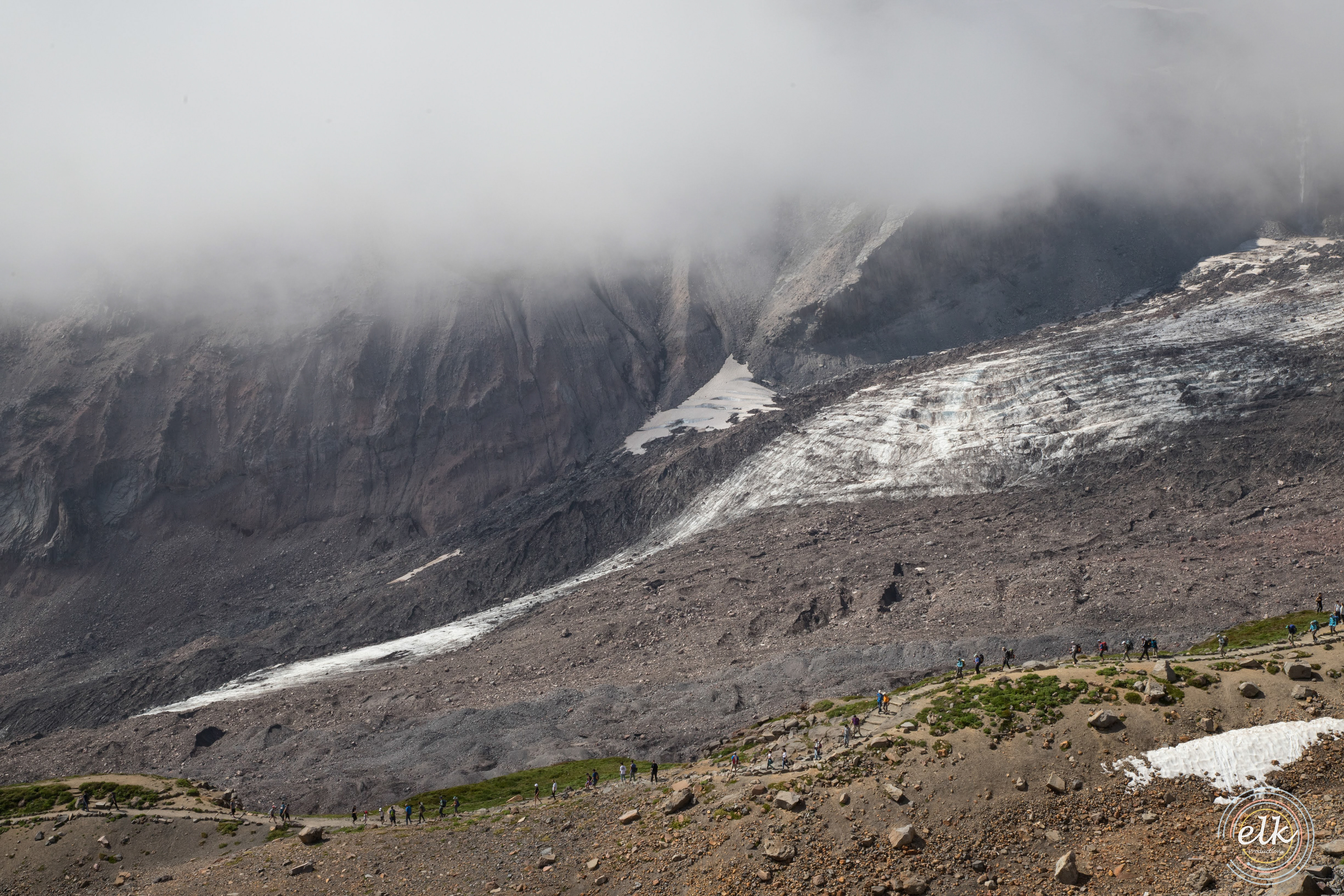 Ants, trail, and clouds. Mt. Rainier NP, WA.