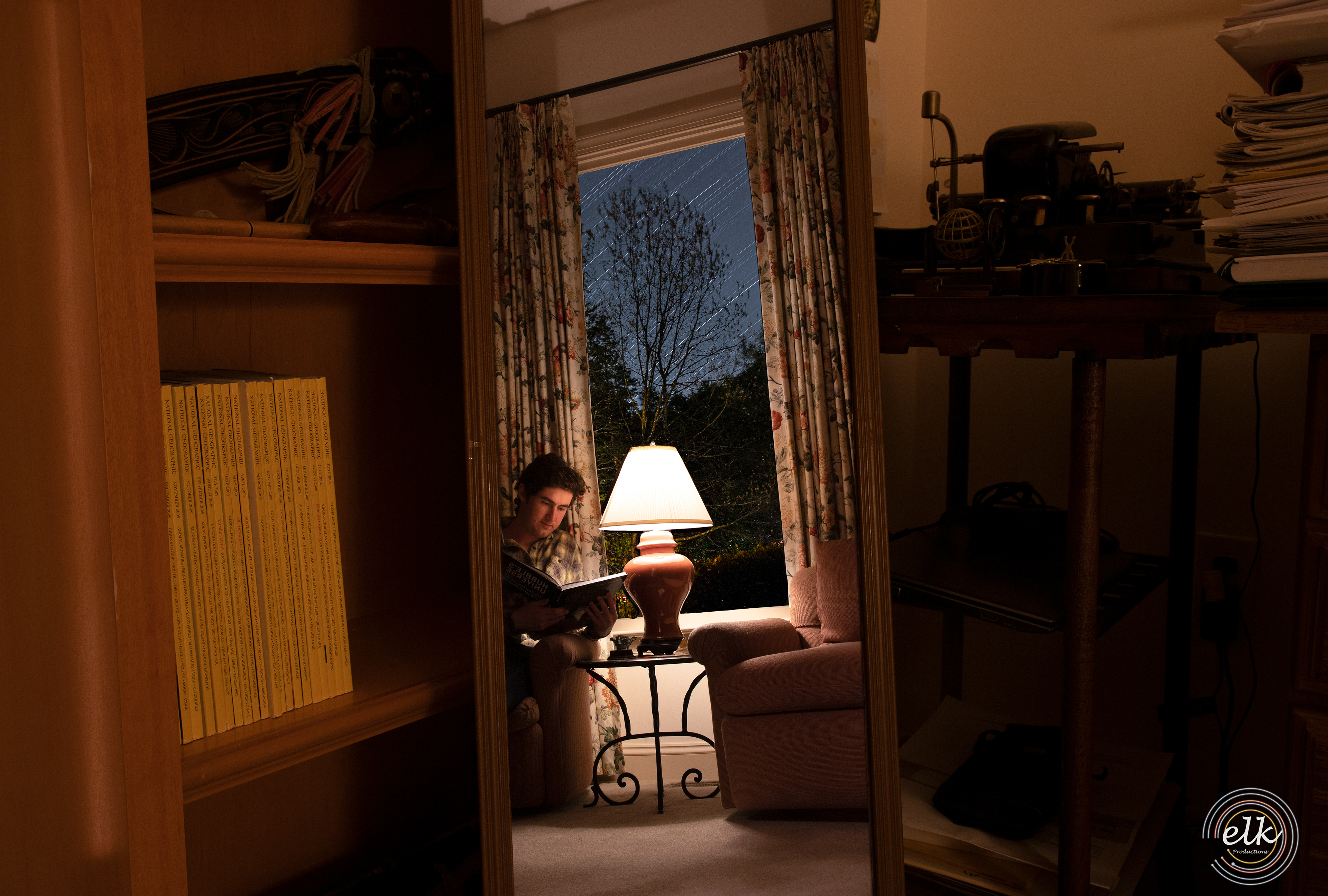 Reading at night. Fairfax Station, VA.