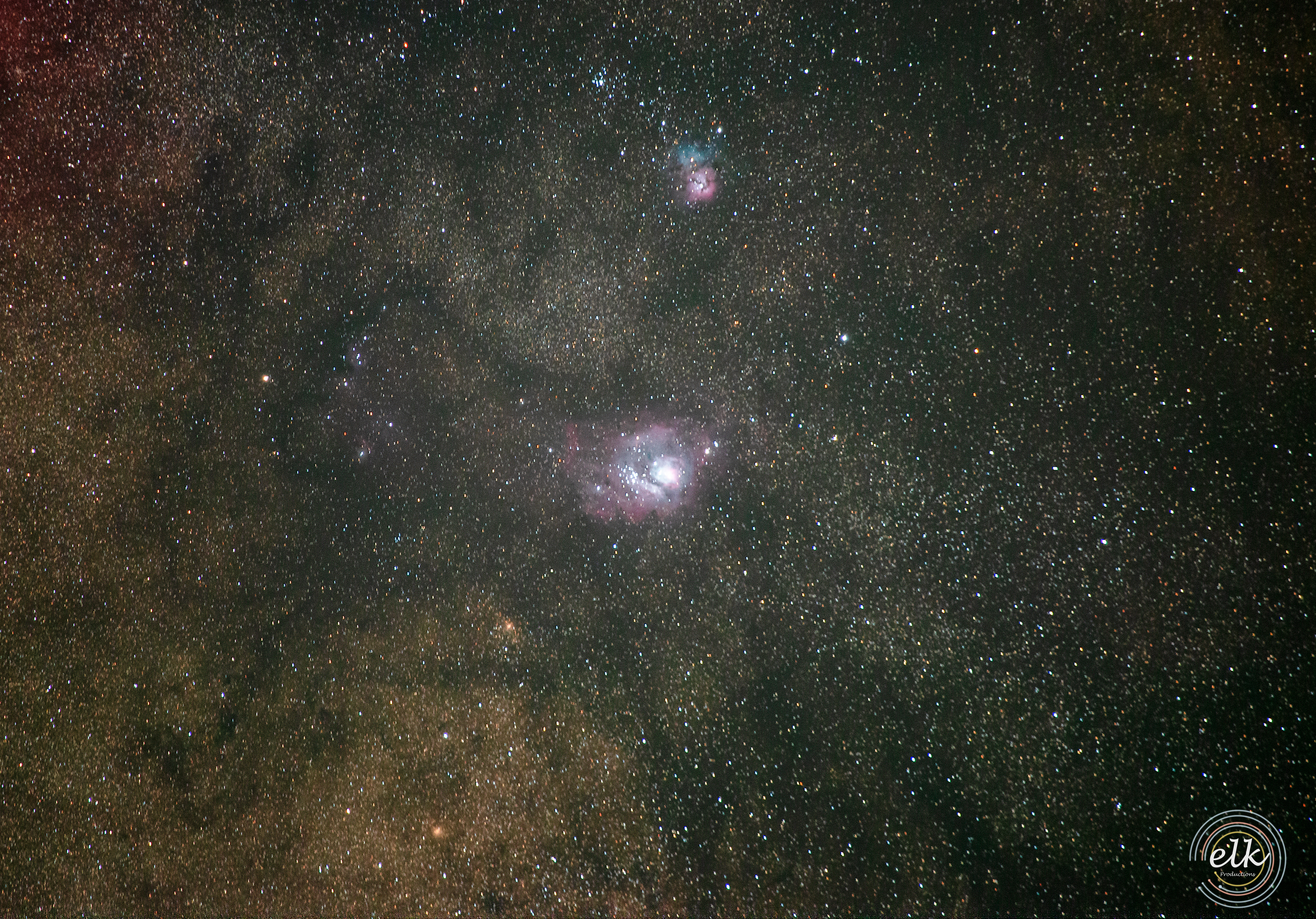 The Lagoon and Trifid Nebulae. Shenandoah NP, VA.