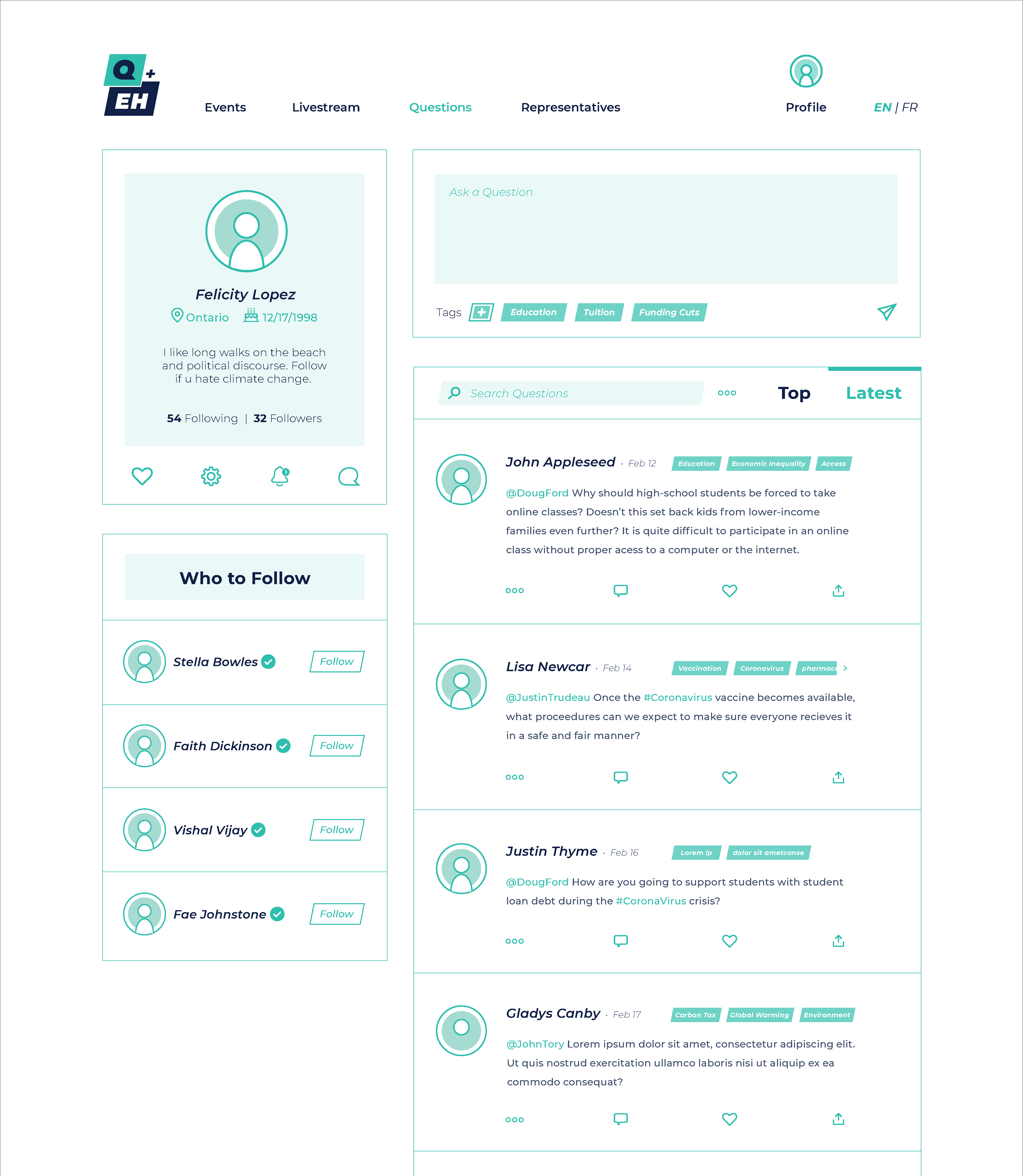 Questions Page