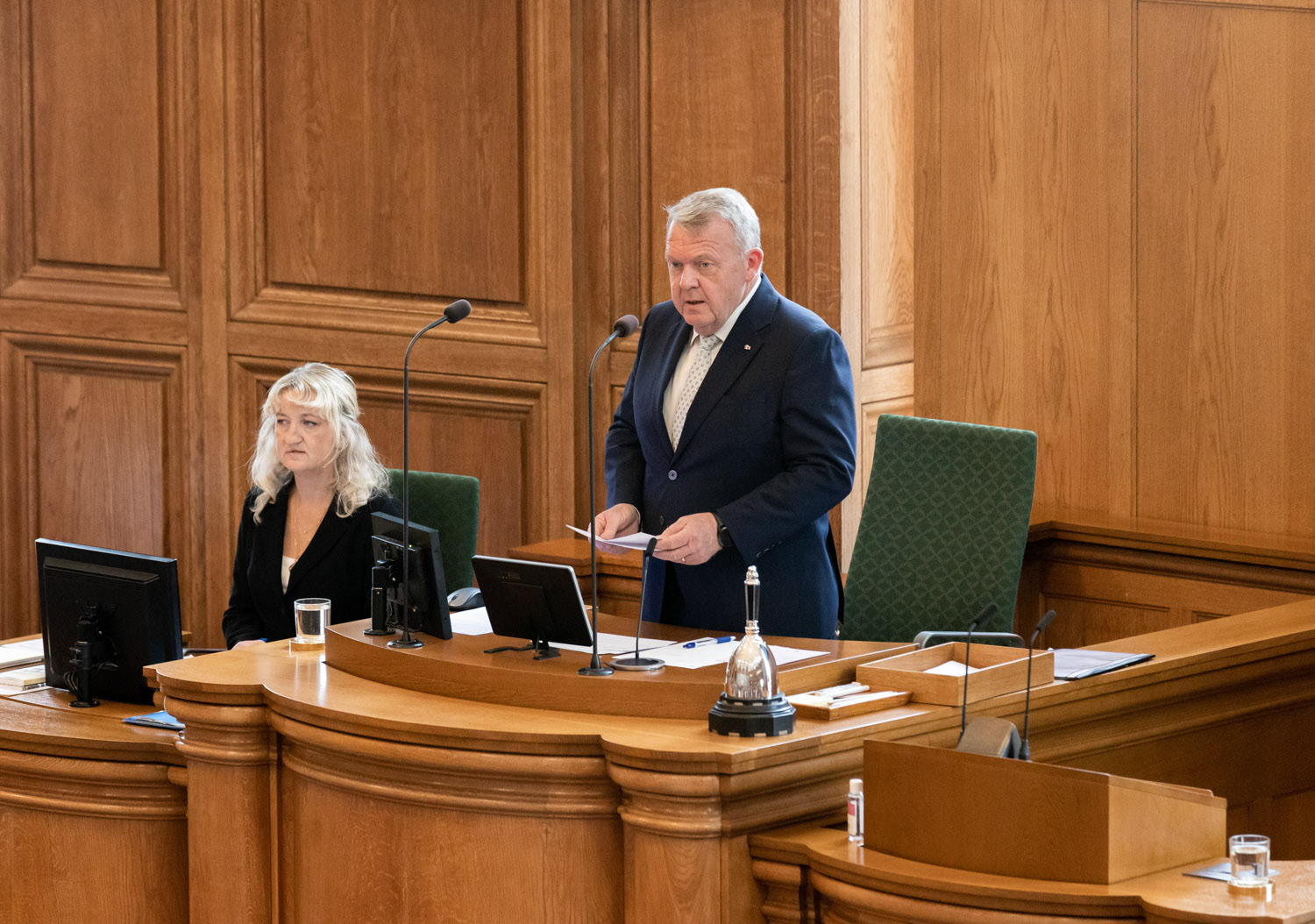 Danish Minister for Foreign Affairs Lars Løkke Rasmussen delivers his speech on the opening day of the Danish Parliament at Christiansborg Palace, October 6, 2026.