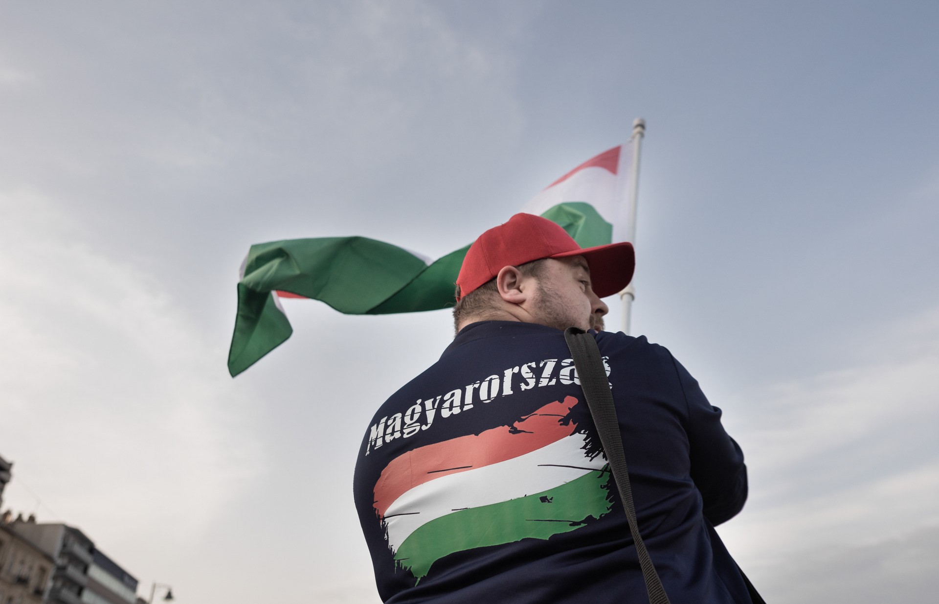 Supporter is waiting for the first live election results few hours before the landslide win of Hungary's newly PM Péter Magyar during the Hungarian election night in Budapest, 12th of April 2026.