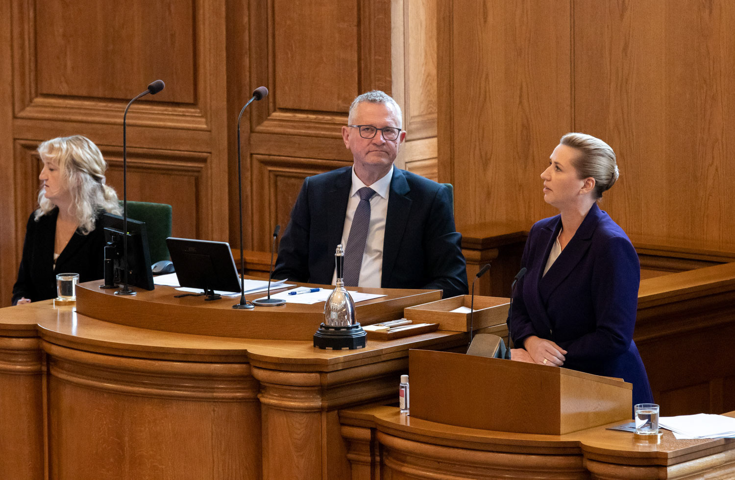 Danish PM Mette Frederiksen delivers her speech on the opening day of the Danish Parliament at Christiansborg Palace, Copenhagen, October 6, 2026 / for NurPhoto Agency