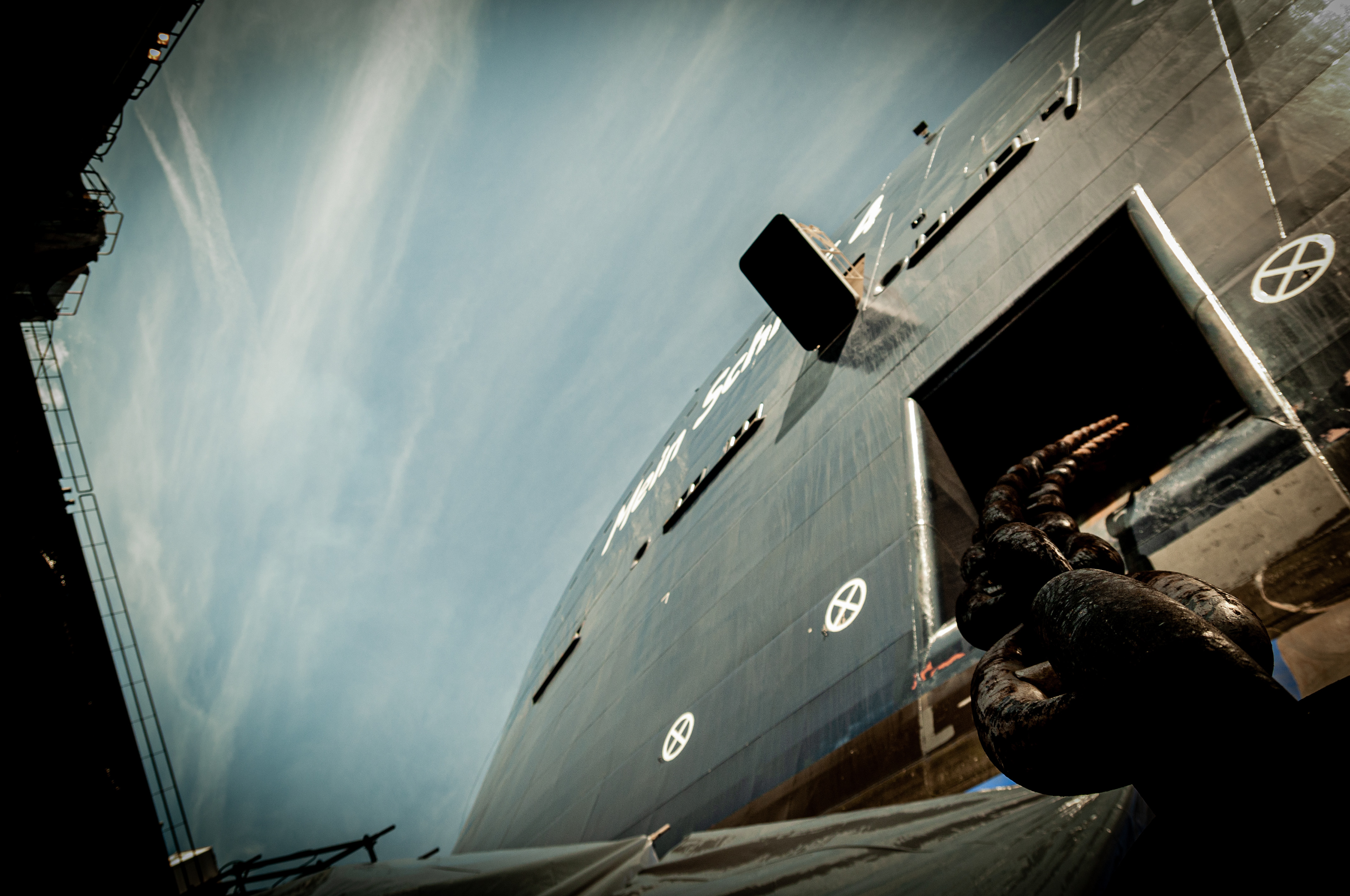 DRY DOCK CRUISE SHIP CONSTRUCTION, PORT OF MARSEILLE, FRANCE, 2020