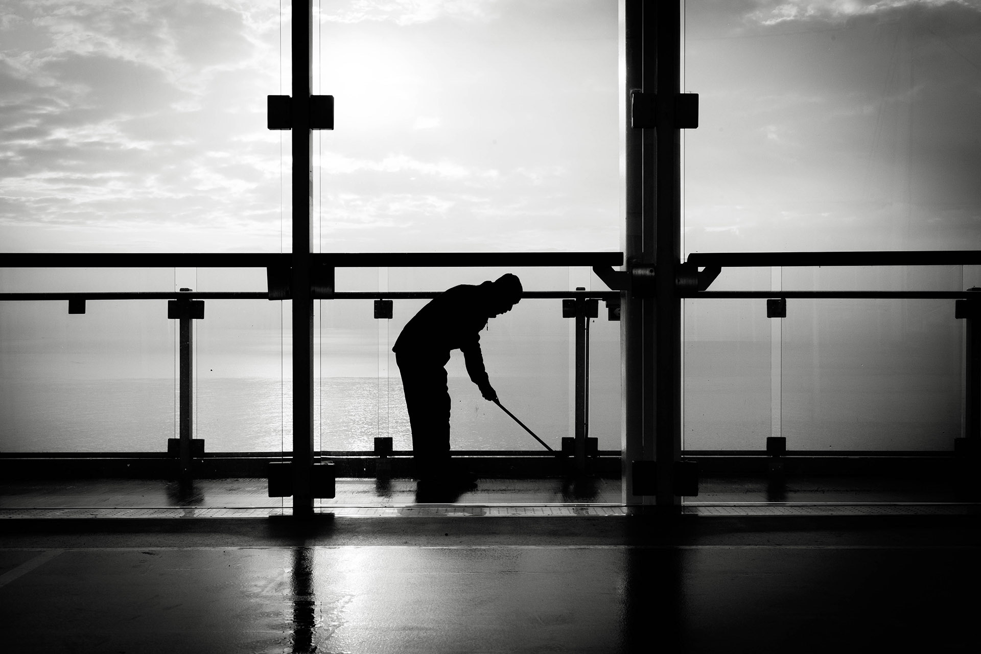 CLEANING ON BOARD, ATLANTIC OCEAN, 2019