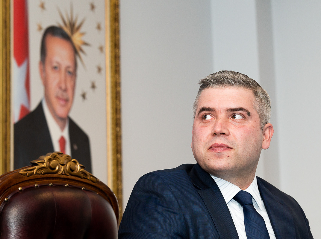 VICE PRESIDENT OF THE ANKARA DEPT. OF YUNUS EMRE TURKISH CULTURAL CENTER KUTALMIS YALCIN DURING A PRESS CONFERENCE, ANKARA, FEBRUARY 2022