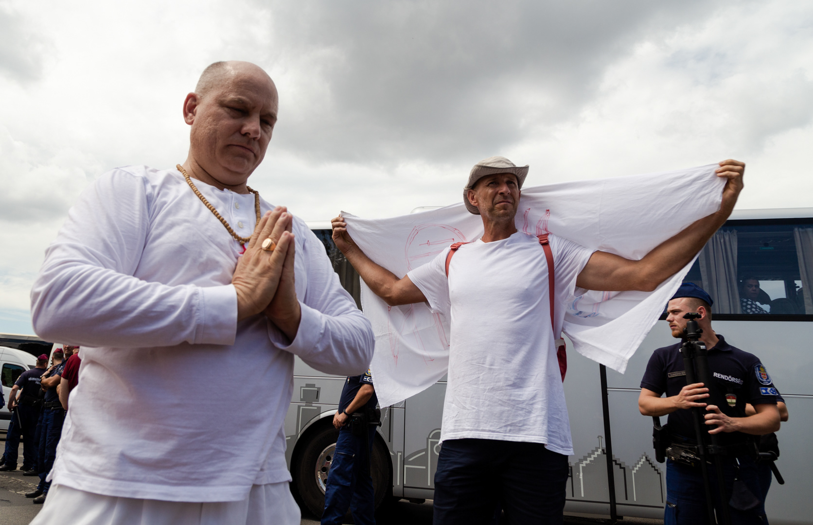 ANTI-CORONAVIRUS PROTESTER PRAYS FOR THE END OF COVID-19 RESTRICTIONS OF HUNGARY IN BUDAPEST, JULY 31, 2021