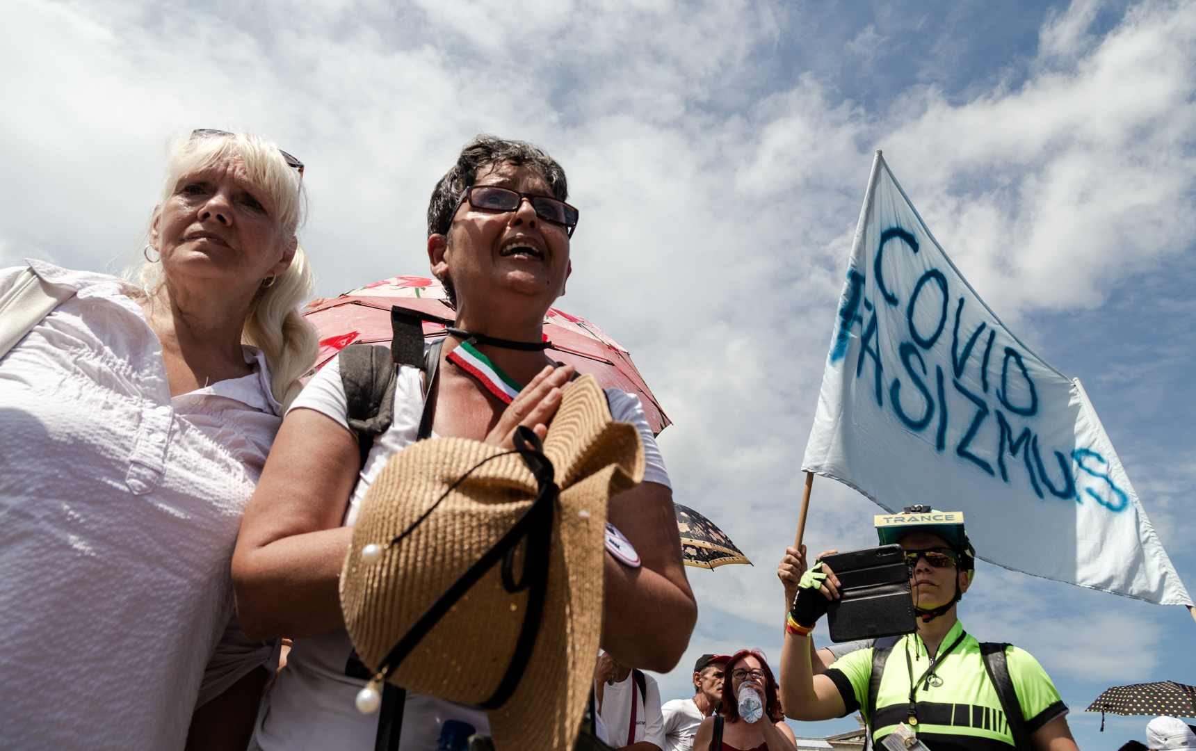 "COVID FASISM"- ANTI-CORONAVIRUS PROTESTERS DEMONSTRATE AGAINST THE COVID-19 RESTRICTIONS OF HUNGARY IN BUDAPEST, JULY 31, 2021