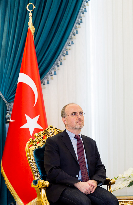 DIRECTOR OF BUDAPEST DEPT. OF YUNUS EMRE TURKISH CULTURAL CENTER MUSTAFA AYDOGDU DURING A PRESS CONFERENCE IN BURSA, TURKEY, FEBRUARY 2022