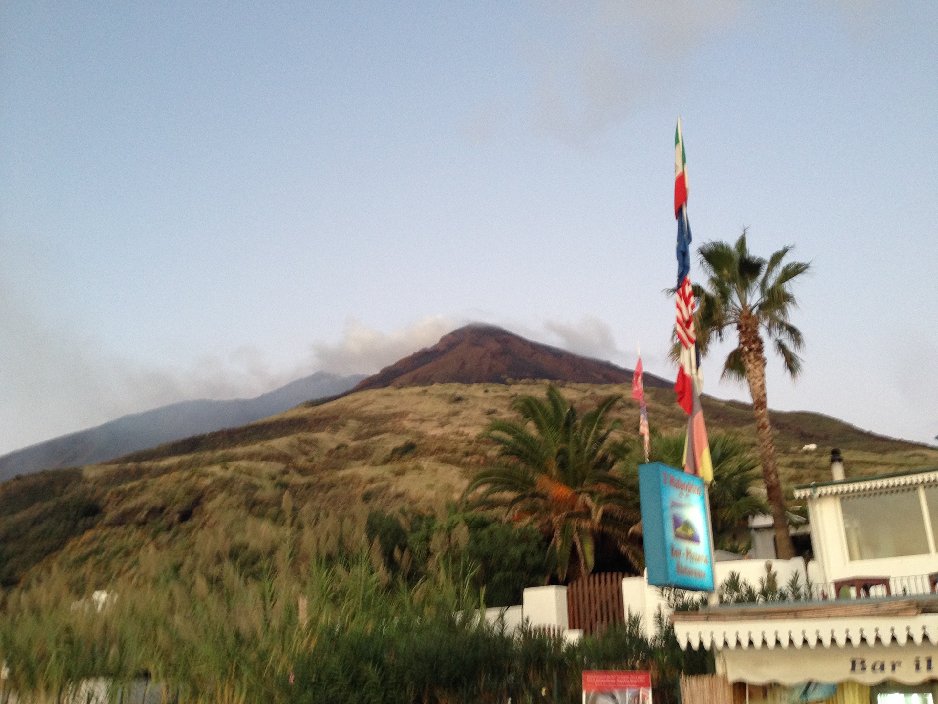 volcano and palm