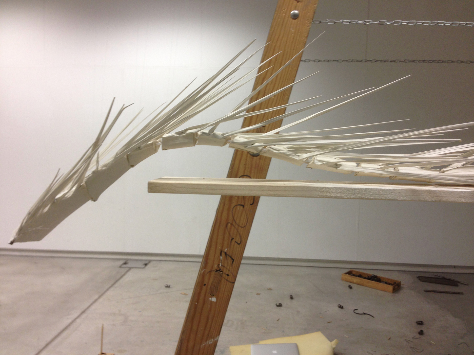 attaching the sculpture