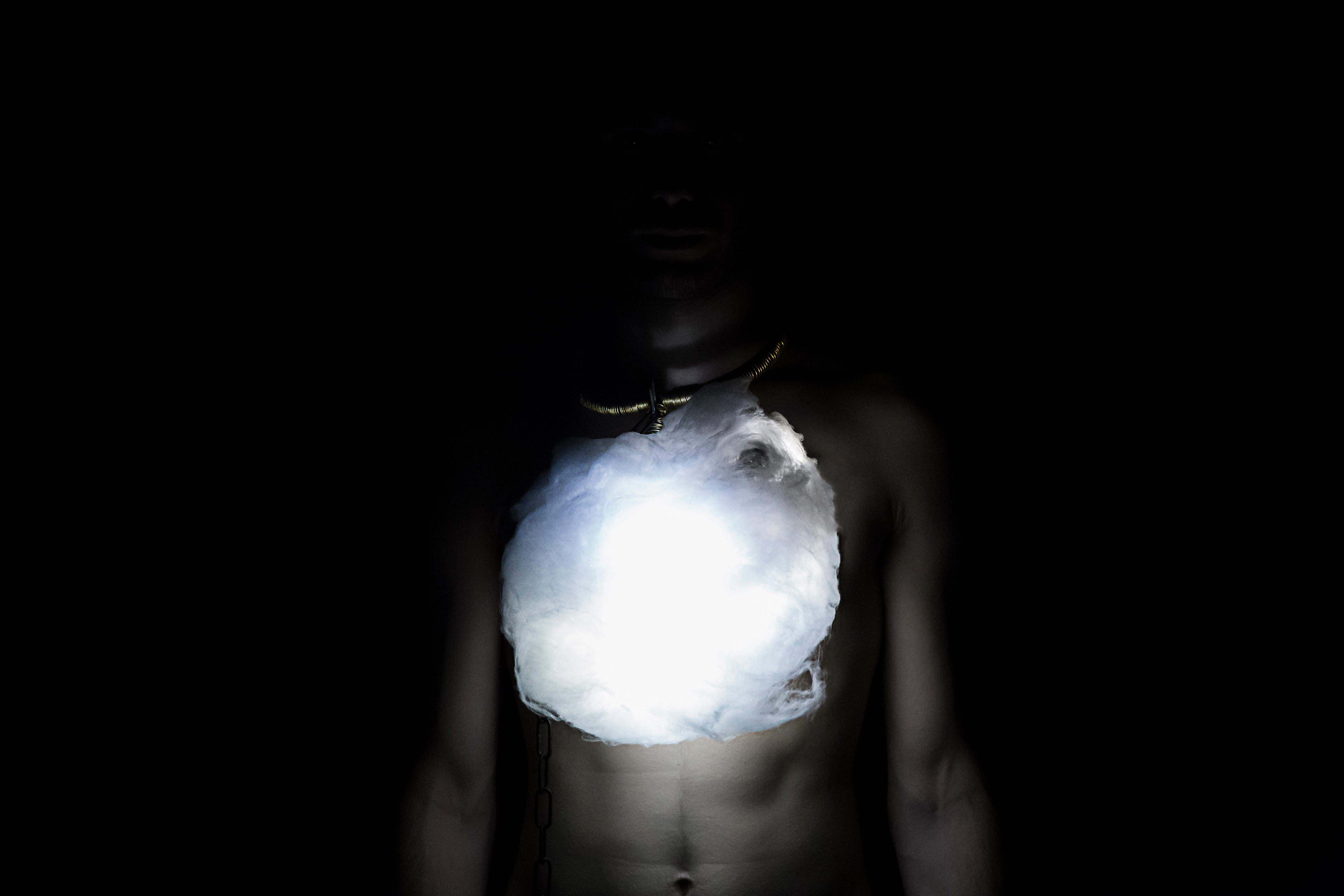 The LEDs inside the cocoon pulses with the rhythm of breathing