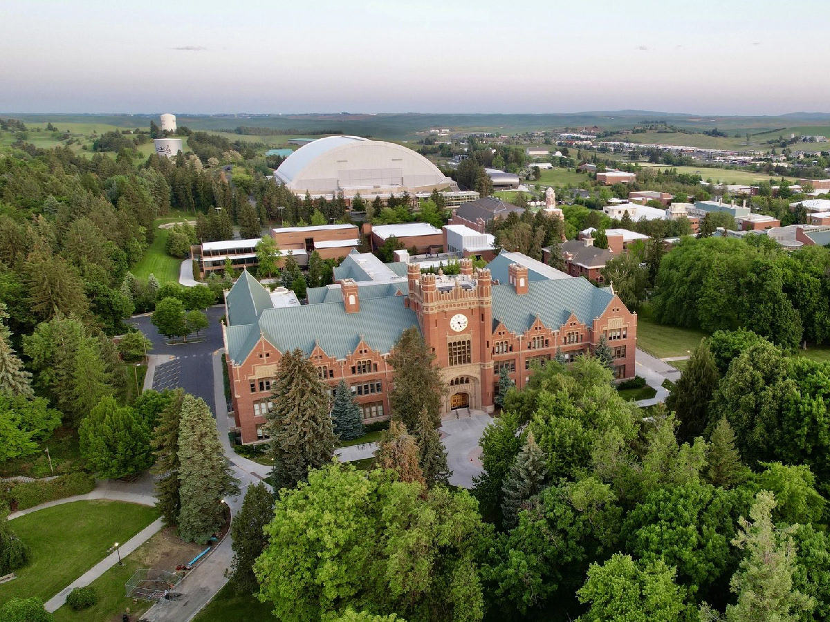 The iconic UI Admin building and upper campus, I took German 101 in here.
